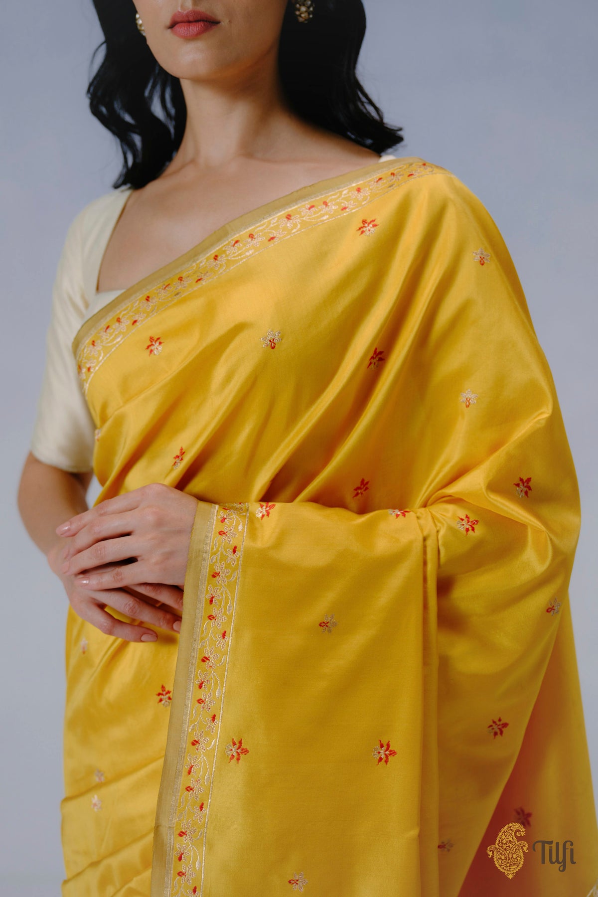 'Ada' Yellow Pure Katan Silk Banarasi Handloom Saree