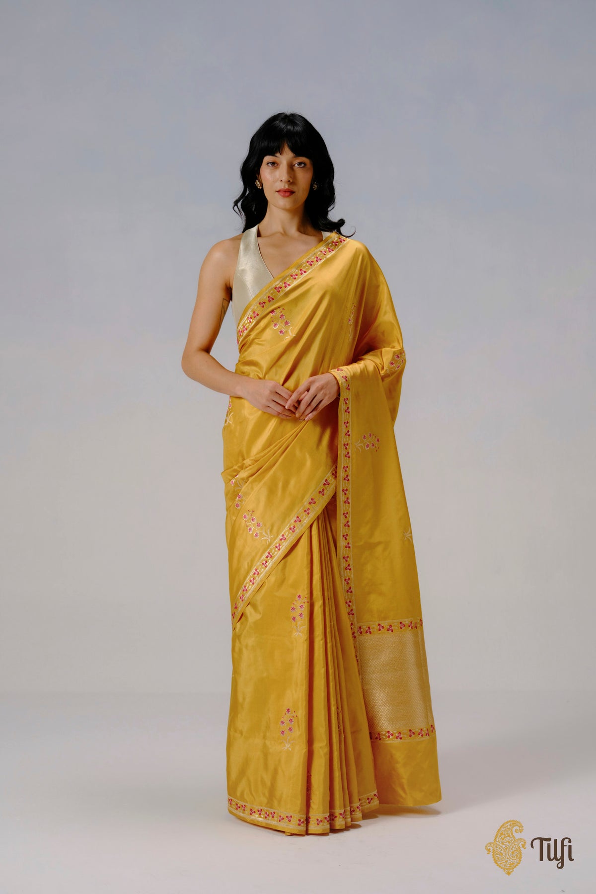 'Vanda' Yellow Pure Katan Silk Banarasi Handloom Saree