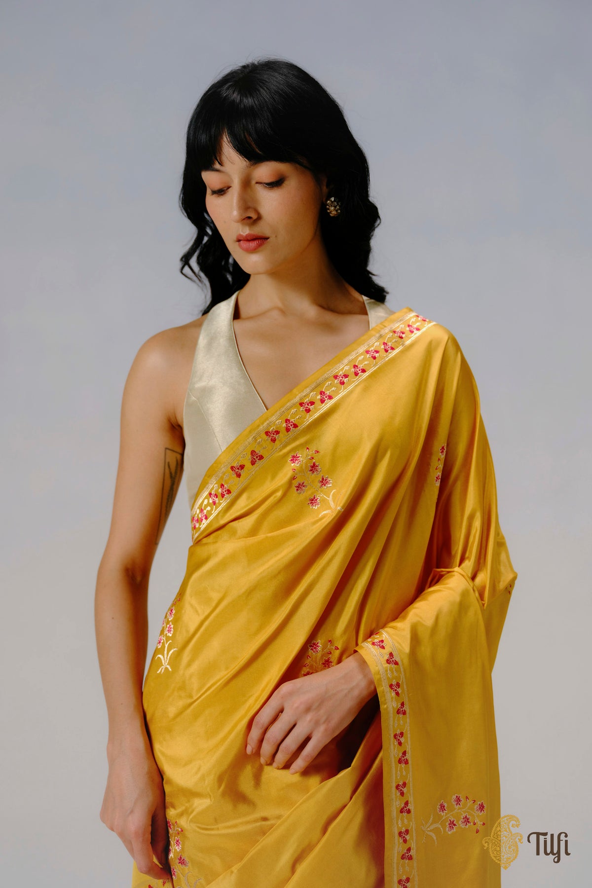 'Vanda' Yellow Pure Katan Silk Banarasi Handloom Saree