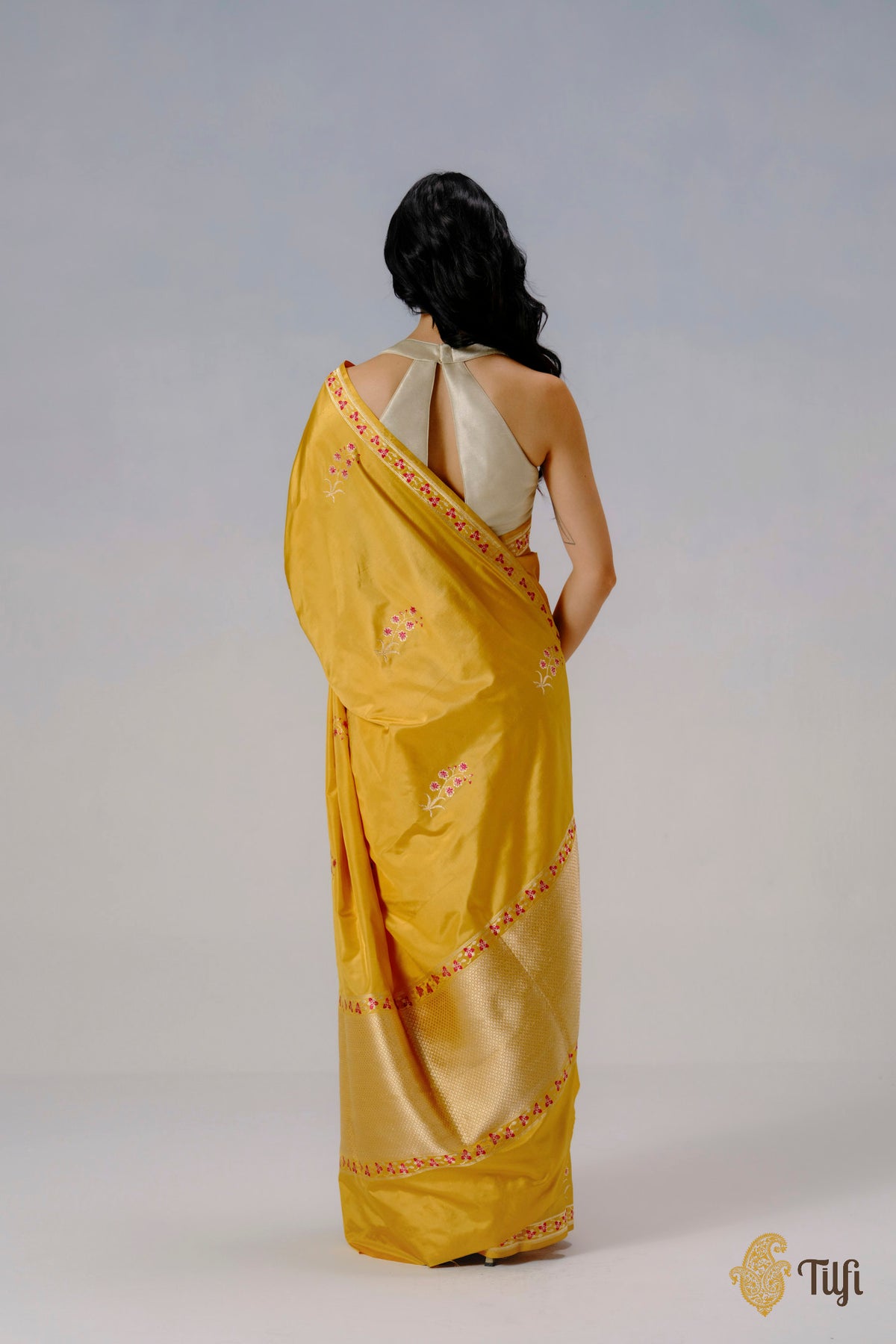'Vanda' Yellow Pure Katan Silk Banarasi Handloom Saree