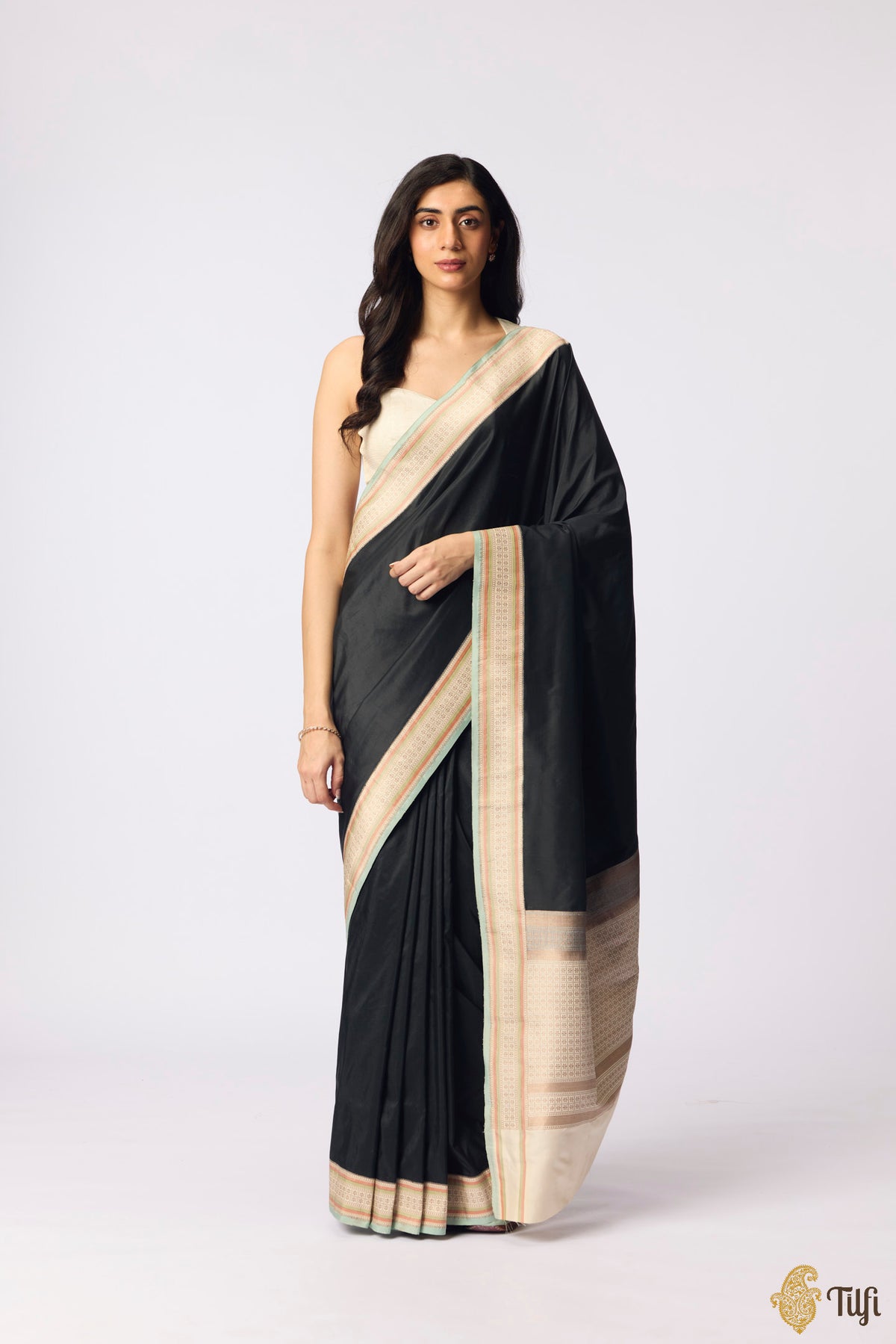 Black Pure Katan Silk Banarasi Handloom Saree