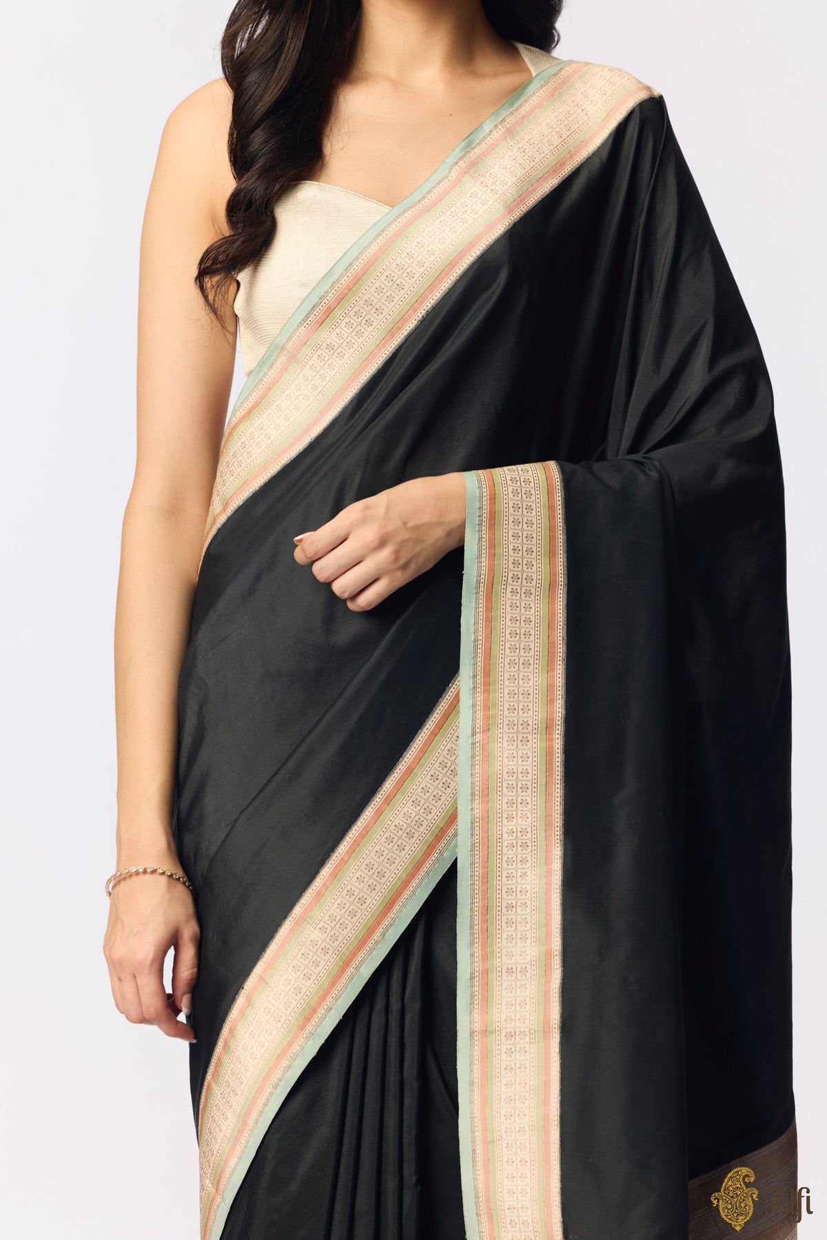 Black Pure Katan Silk Banarasi Handloom Saree