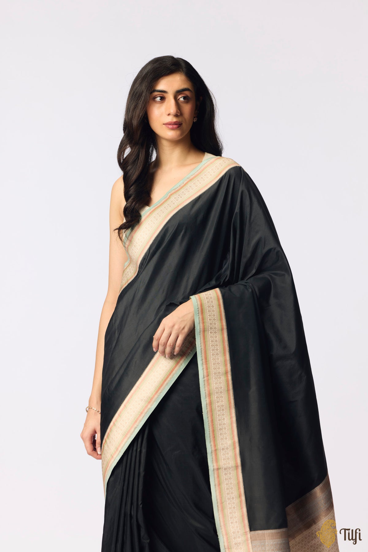 Black Pure Katan Silk Banarasi Handloom Saree