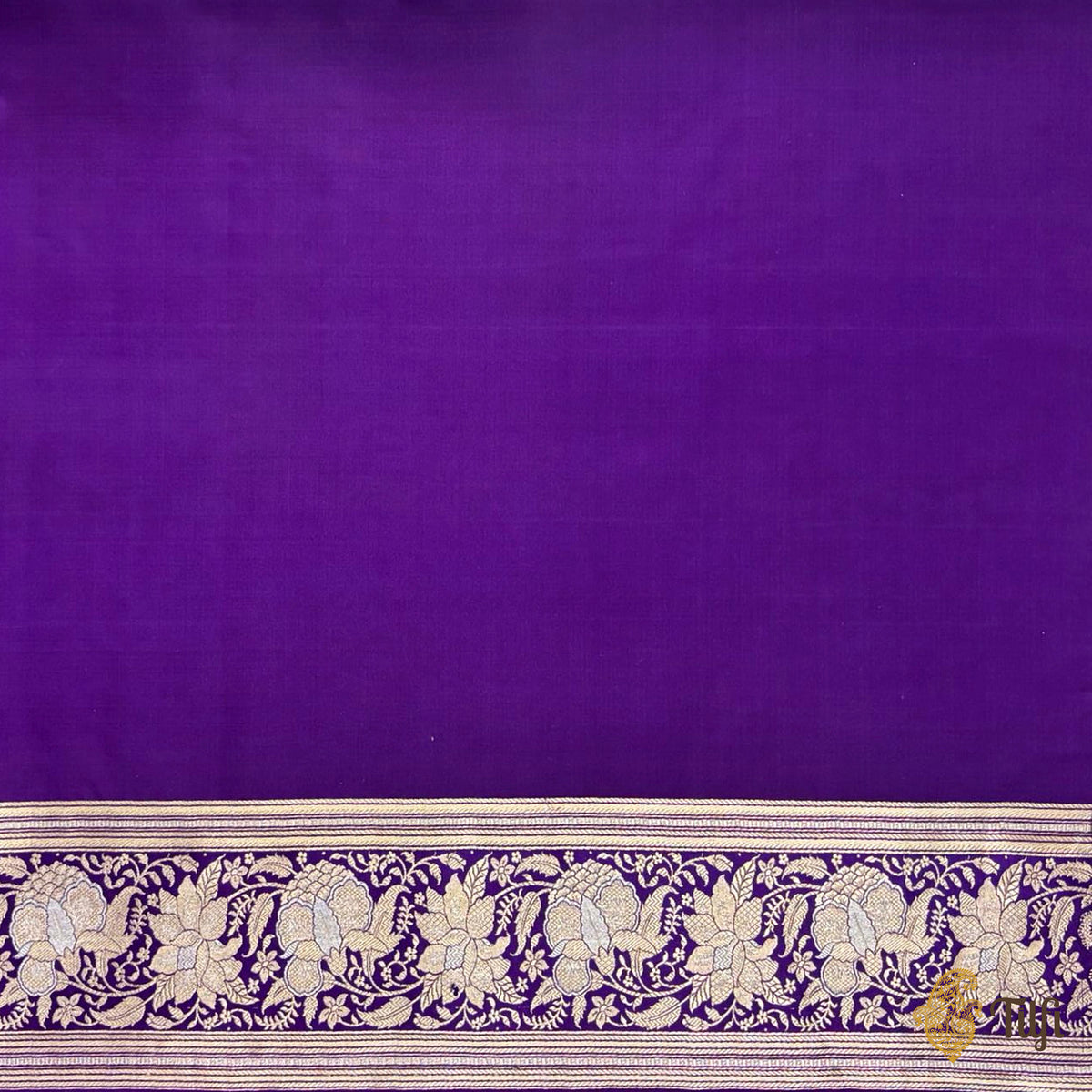 Pre-Order: 'Indu' Off White-Purple Pure Katan Silk Banarasi Kadiyal Handloom Saree