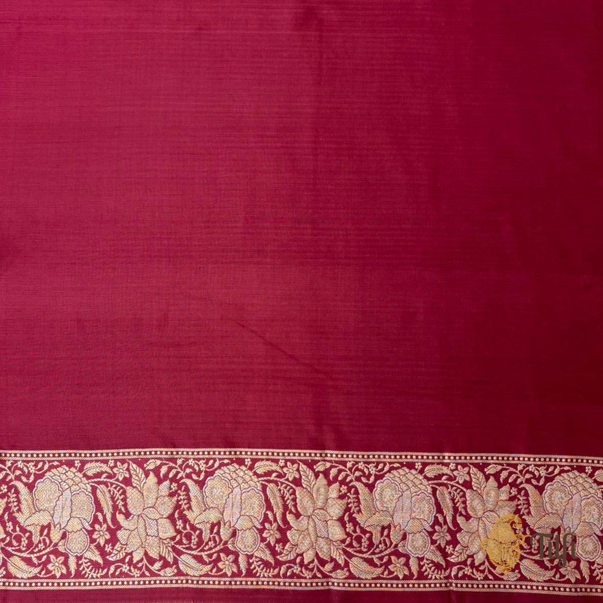 'Indu' Red-Maroon Pure Katan Silk Banarasi Kadiyal Handloom Saree