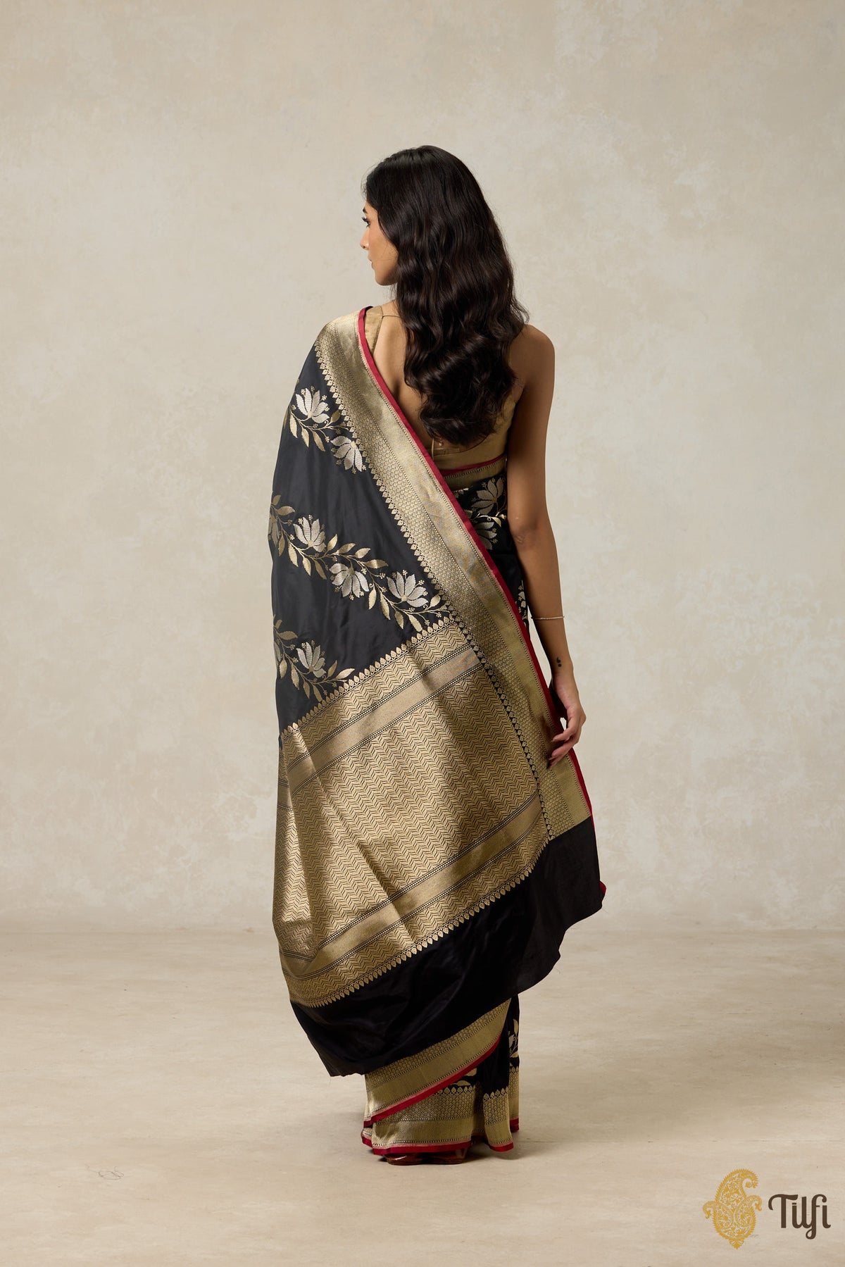 Black Pure Katan Silk Banarasi Handloom Saree