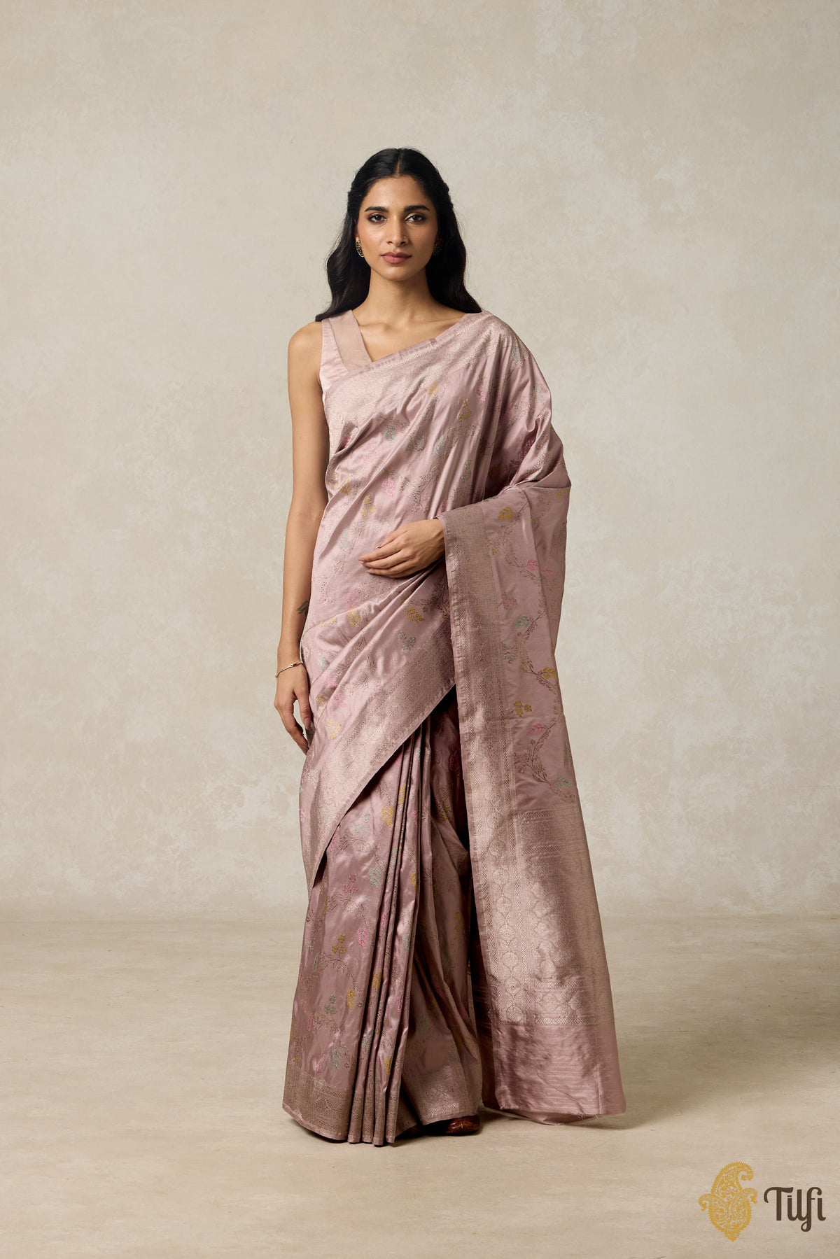 Pre-Order: Pastel Nude Pure Katan Silk Banarasi Handloom Saree