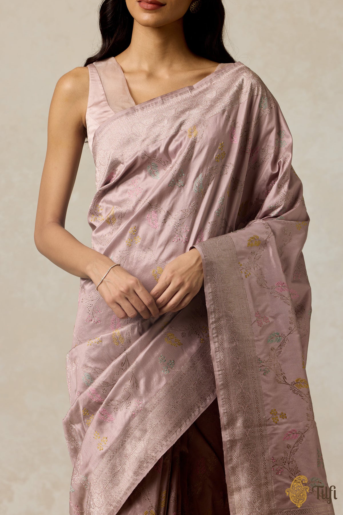 Pre-Order: Pastel Nude Pure Katan Silk Banarasi Handloom Saree