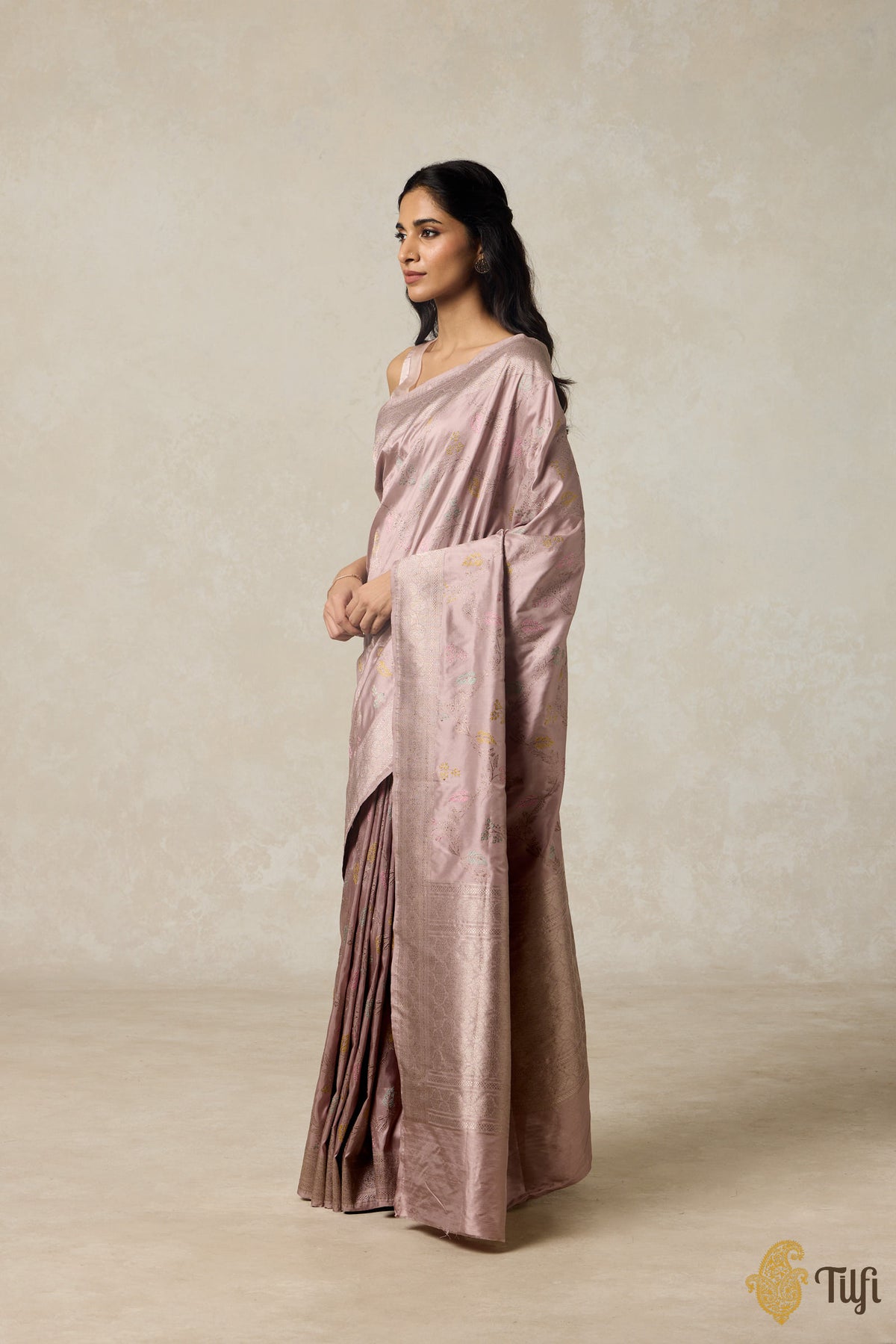 Pre-Order: Pastel Nude Pure Katan Silk Banarasi Handloom Saree