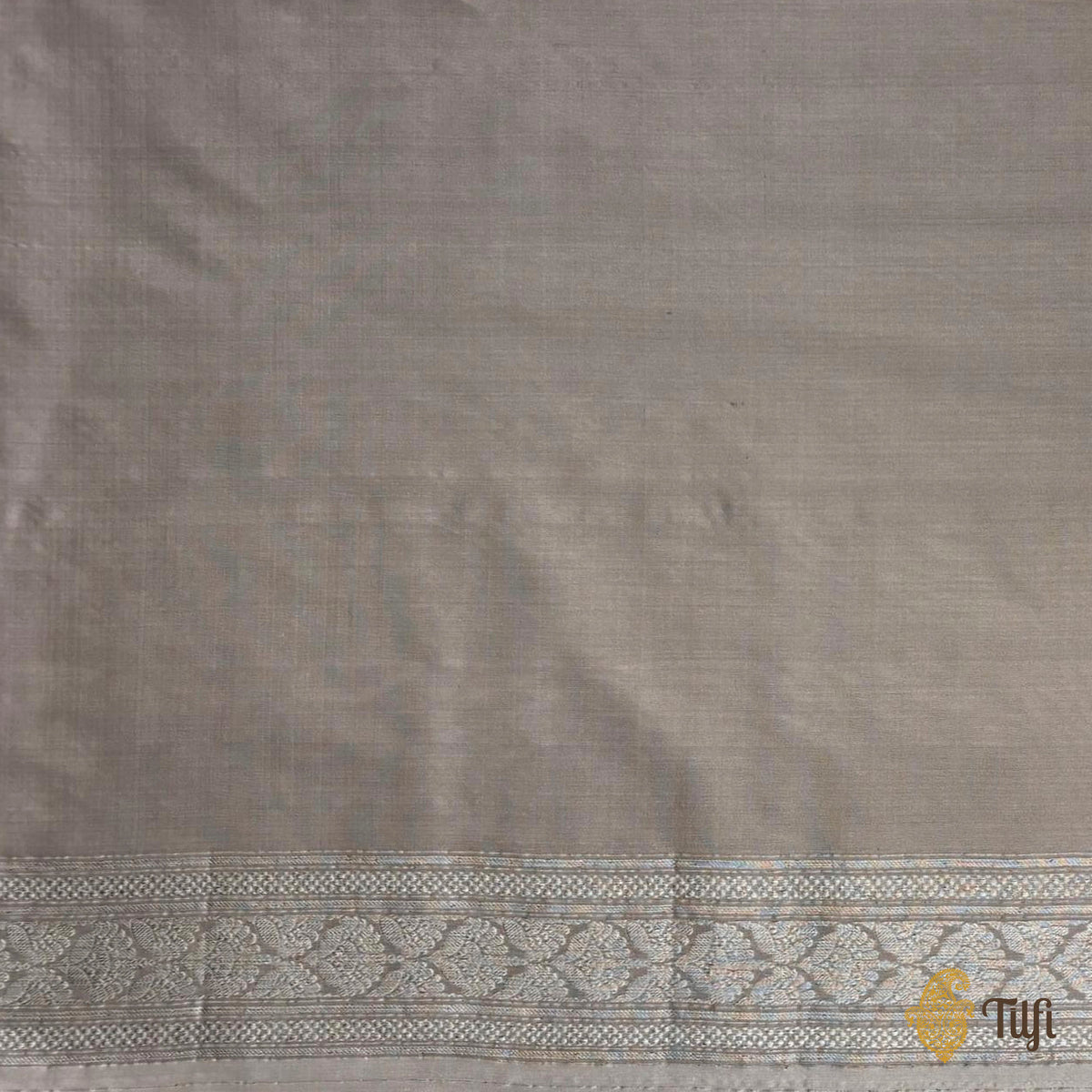 Taupe Brown Pure Katan Silk Antique Rooapa Zari Meena Jangla Saree
