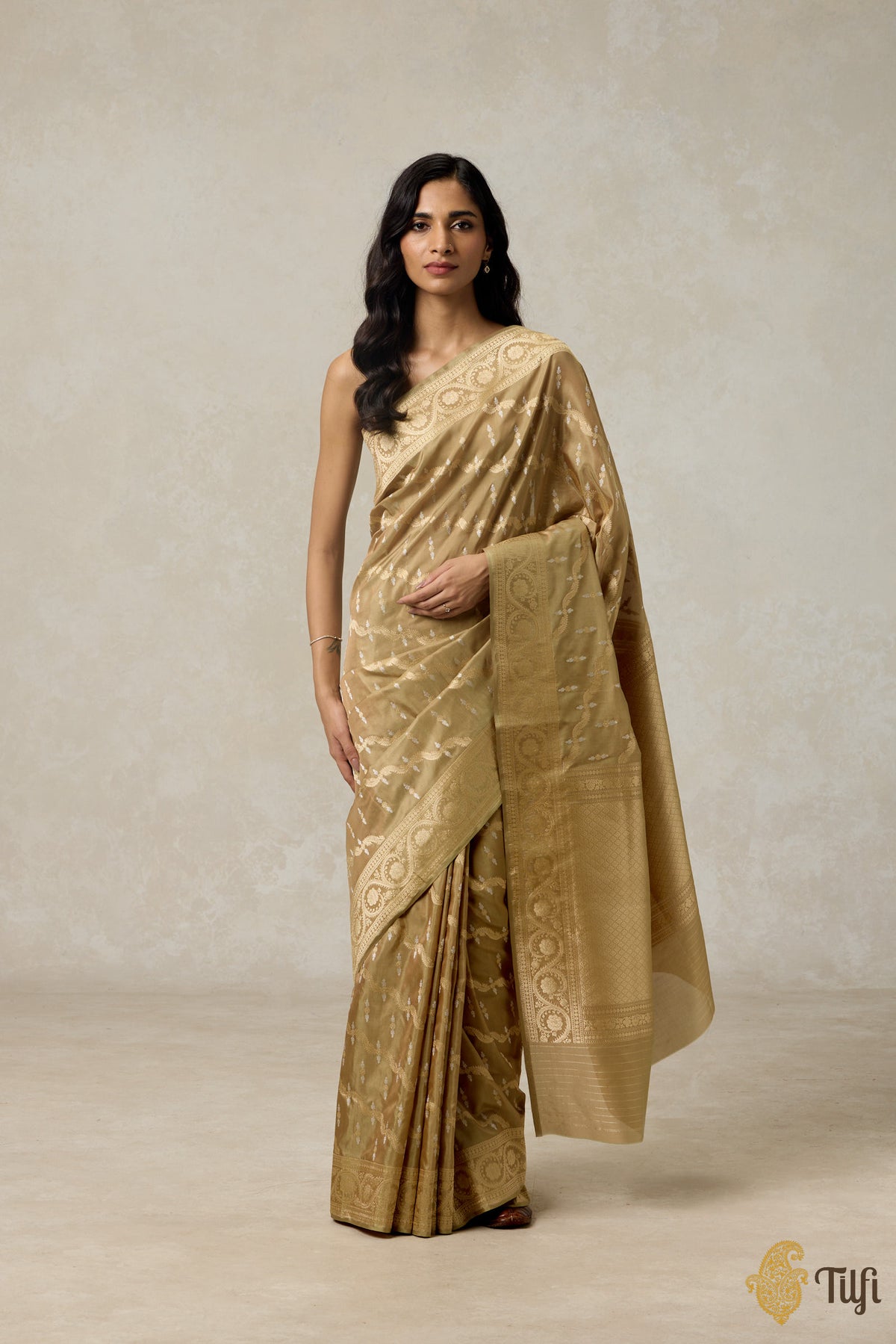 Pre-Order: Sage Green Pure Katan Silk Banarasi Handloom Saree