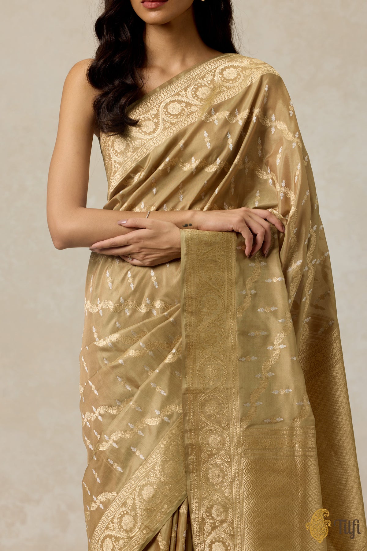 Pre-Order: Sage Green Pure Katan Silk Banarasi Handloom Saree