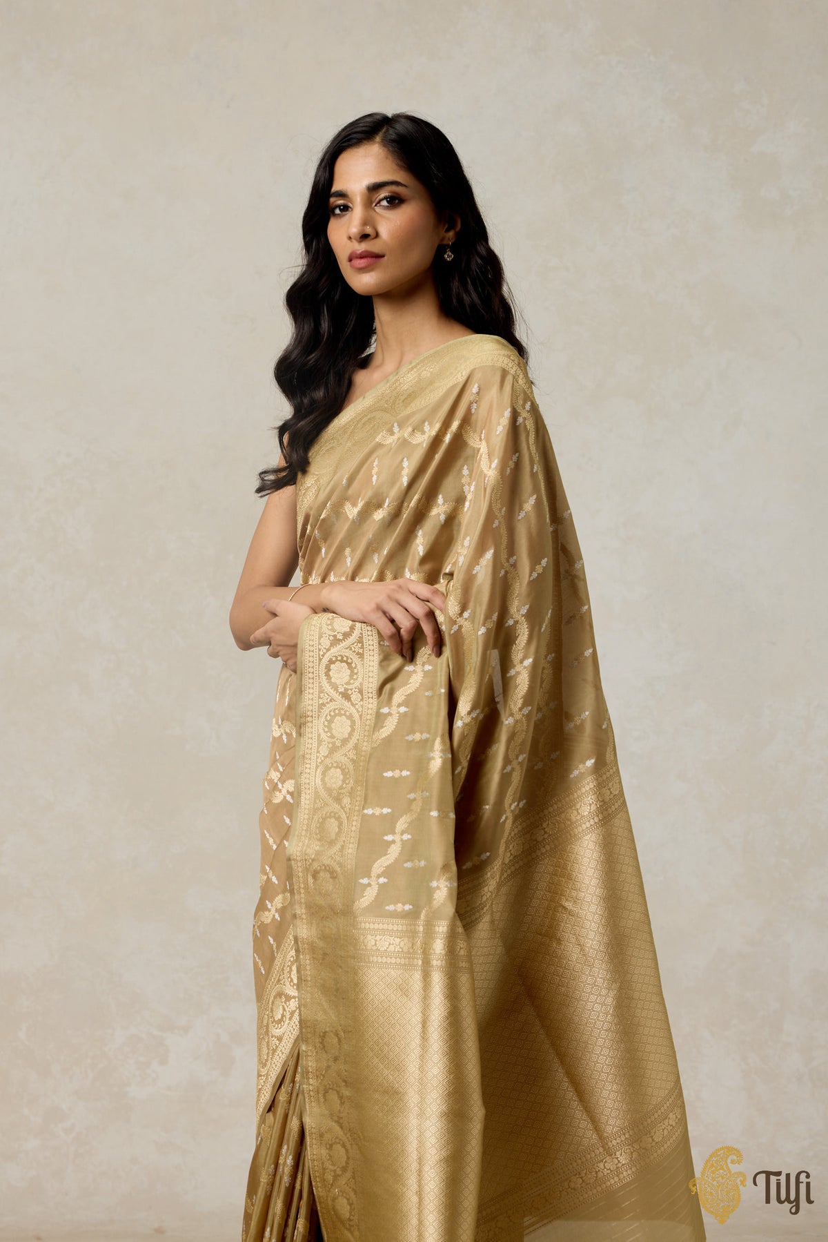 Pre-Order: Sage Green Pure Katan Silk Banarasi Handloom Saree