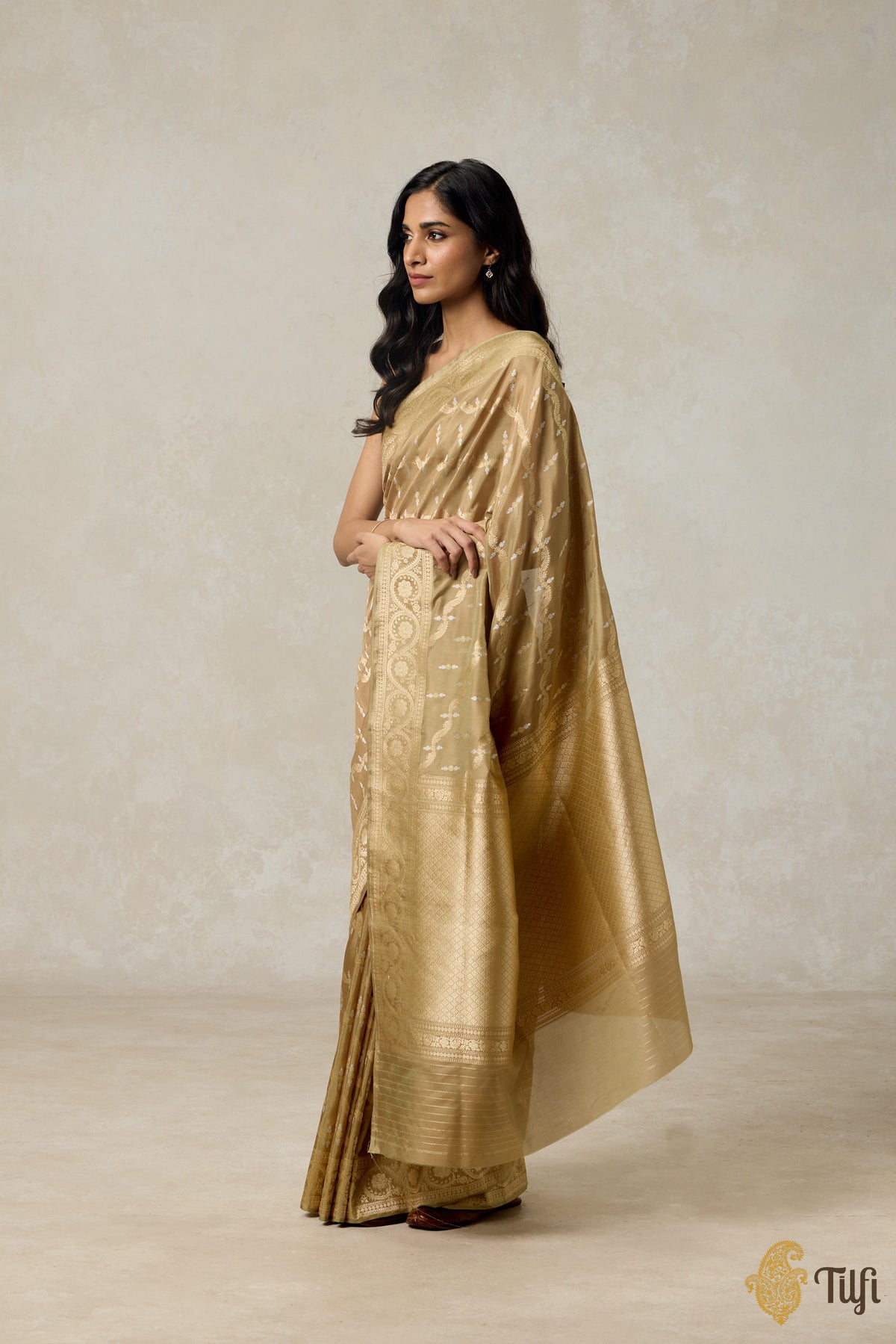 Pre-Order: Sage Green Pure Katan Silk Banarasi Handloom Saree