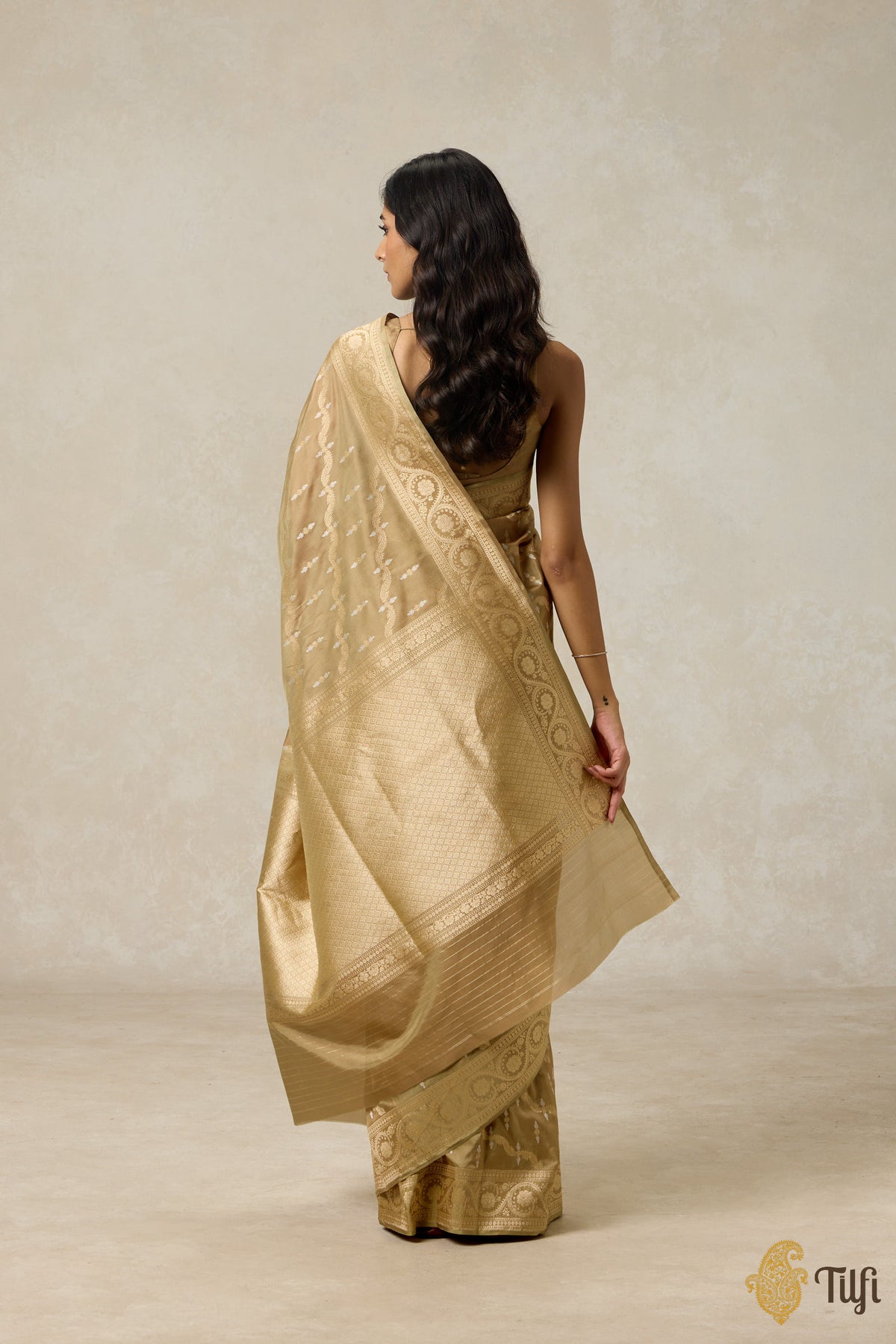 Pre-Order: Sage Green Pure Katan Silk Banarasi Handloom Saree