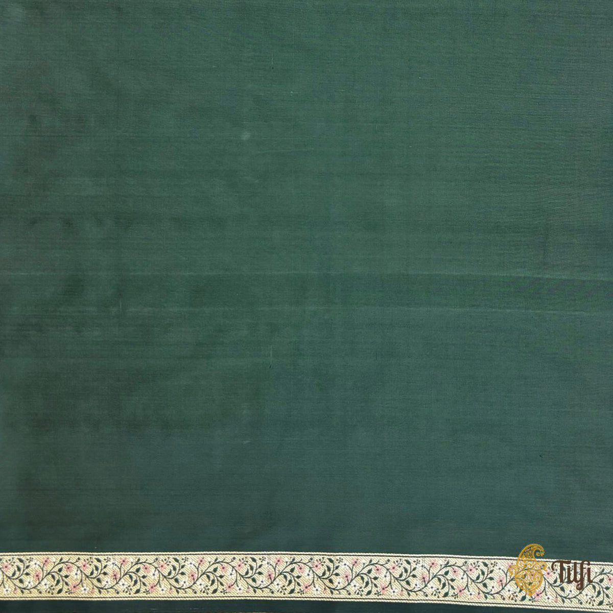 'Komal Vihang' Bottle Green Pure Katan Silk Banarasi Handloom Saree