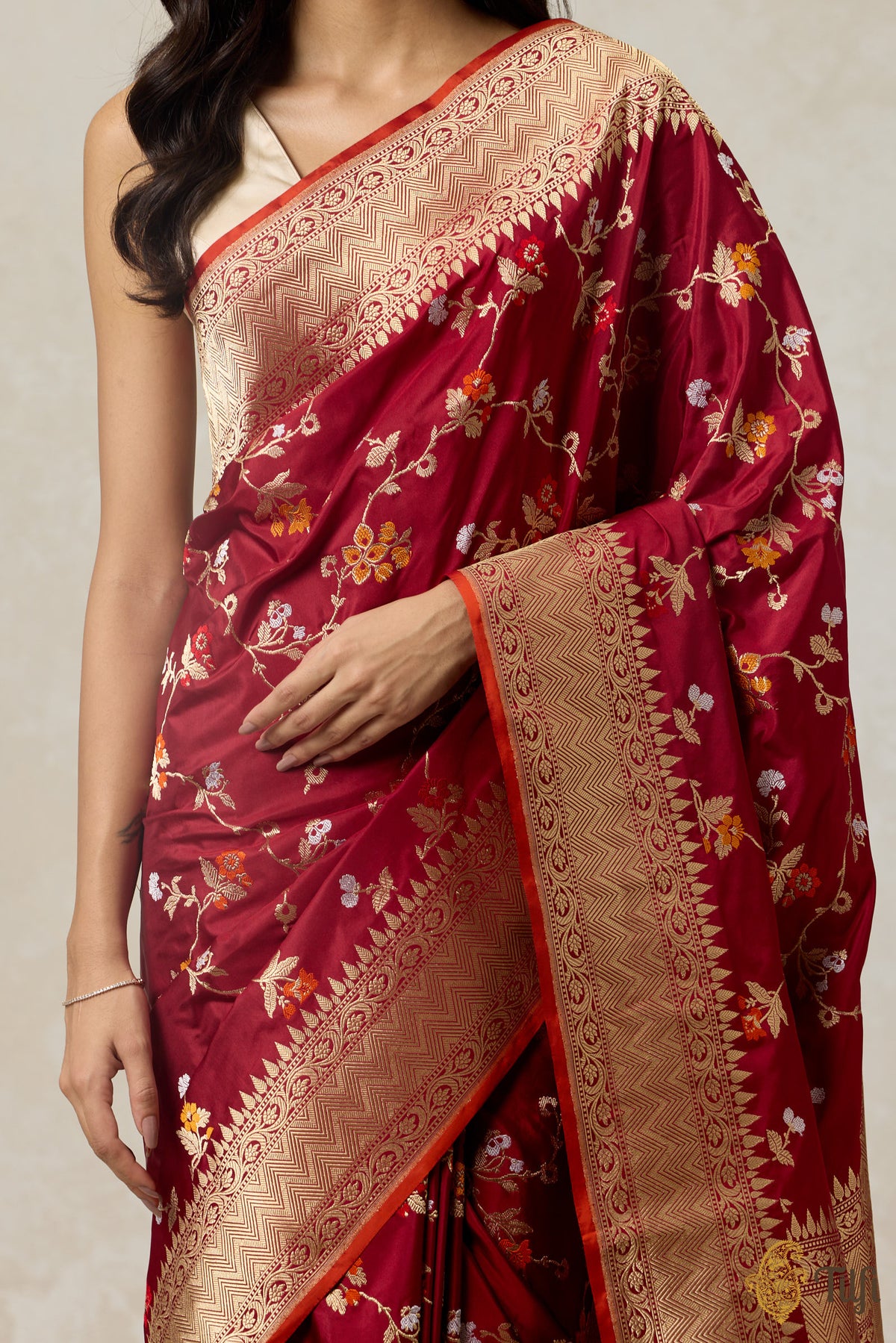 Maroon Pure Katan Silk Banarasi Handloom Saree