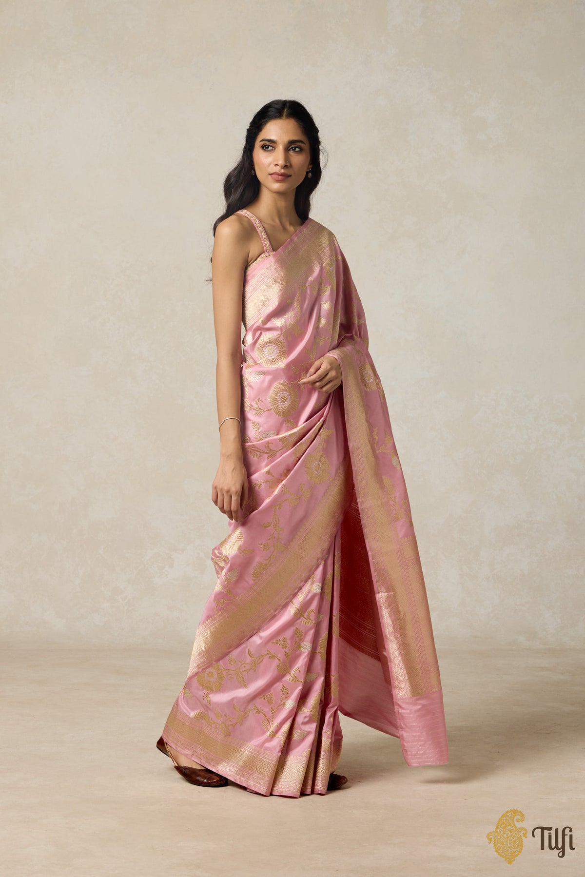 Pre-Order: &#39;Dainty Darling&#39; Soft Pink Pure Katan Silk Banarasi Handloom Saree