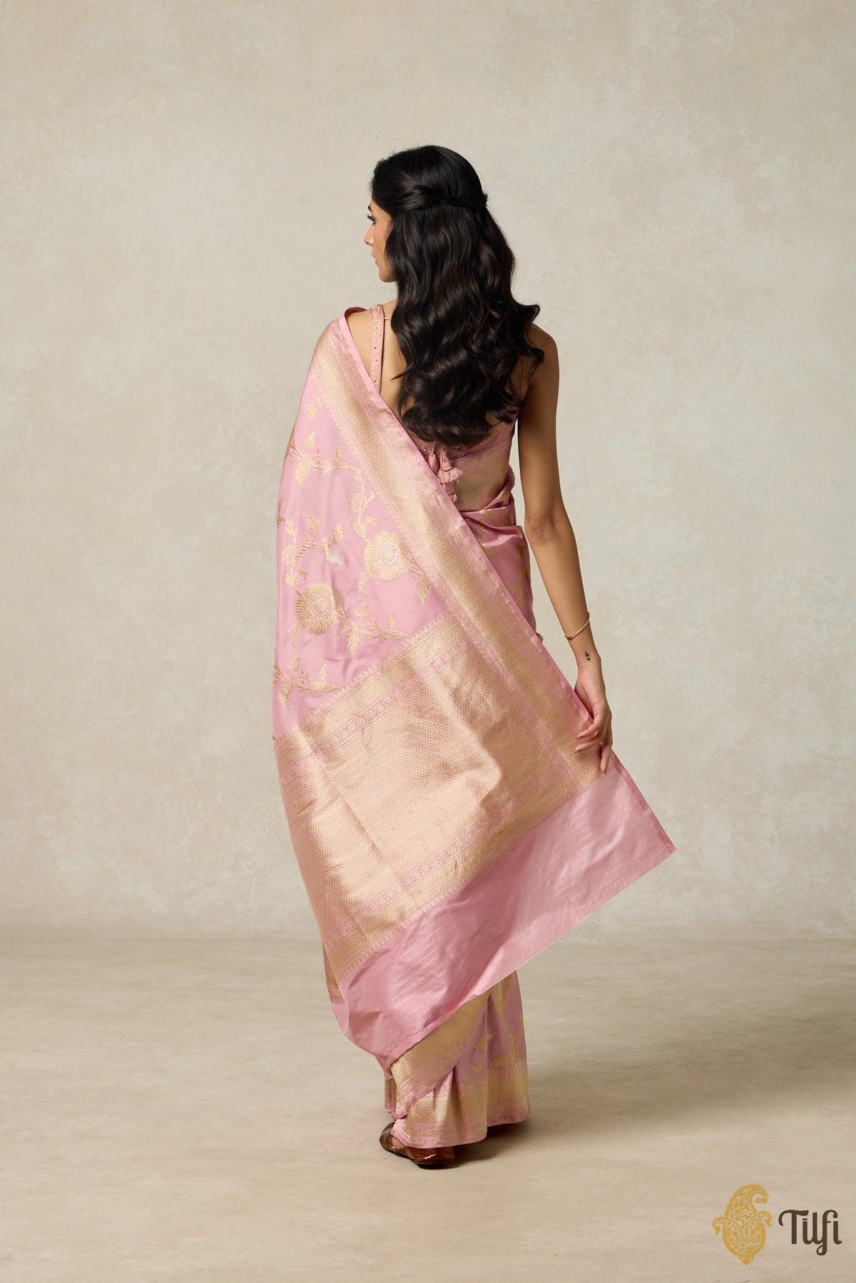 Pre-Order: &#39;Dainty Darling&#39; Soft Pink Pure Katan Silk Banarasi Handloom Saree