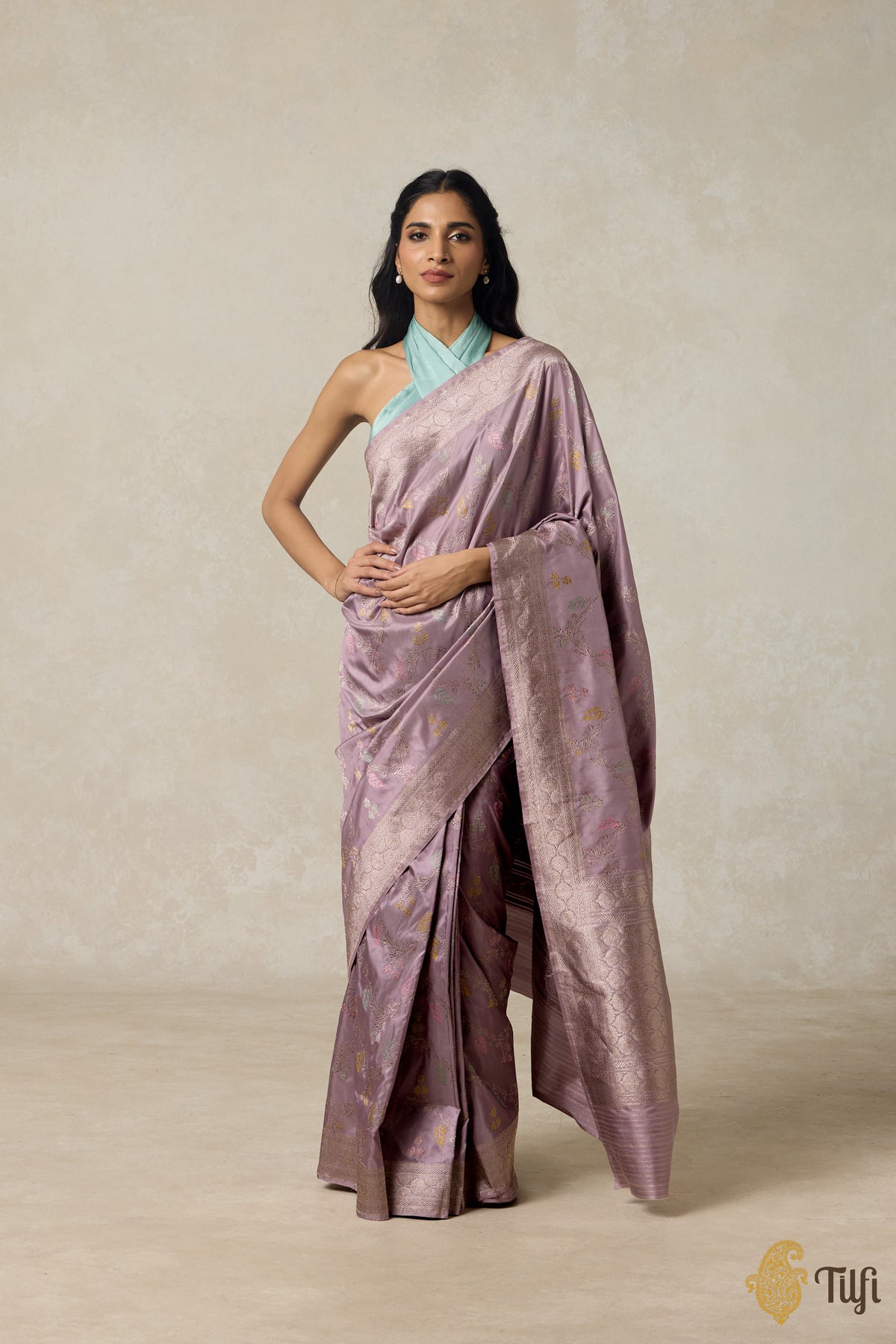 Pastel Lilac Pure Katan Silk Banarasi Handloom Saree