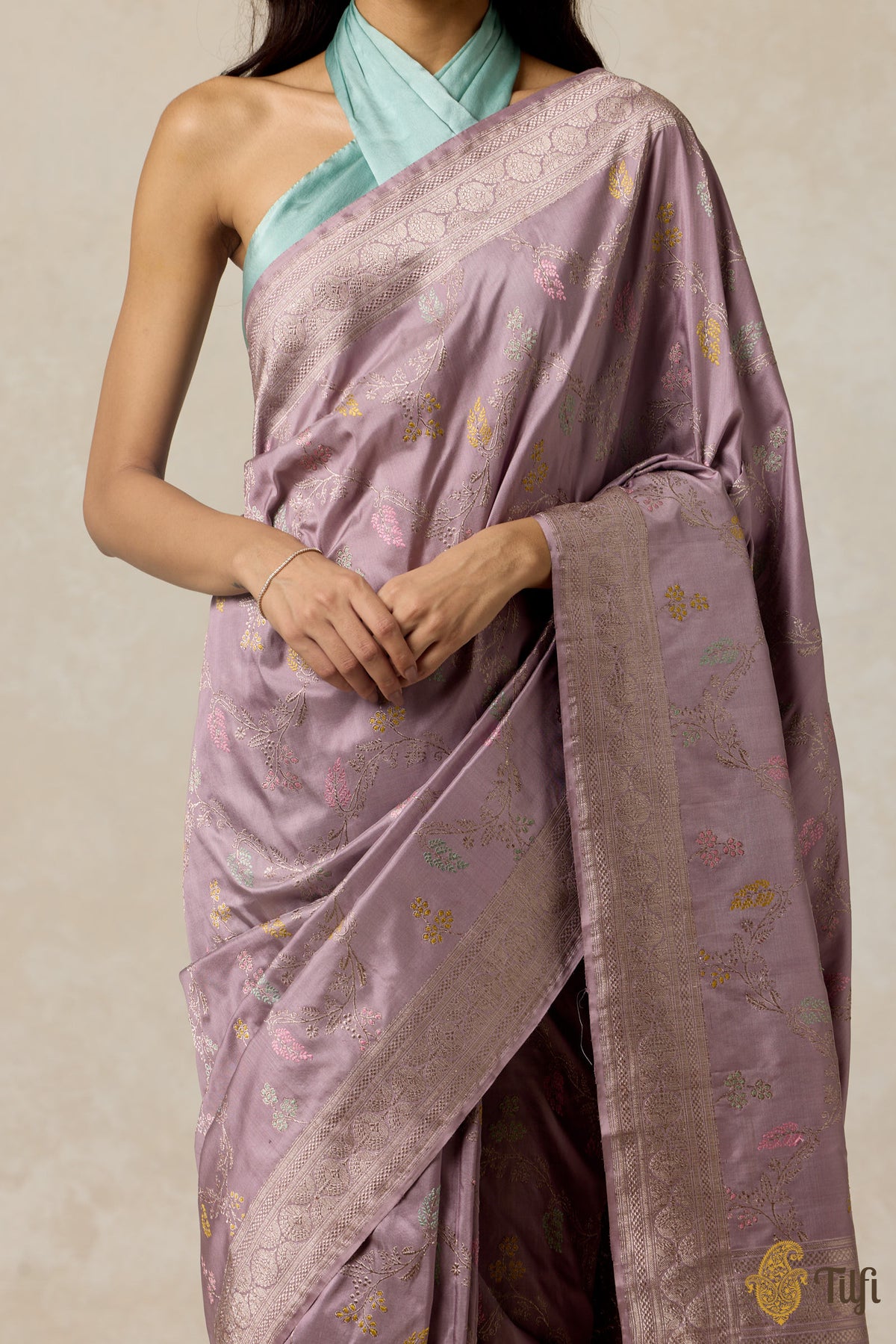 Pastel Lilac Pure Katan Silk Banarasi Handloom Saree