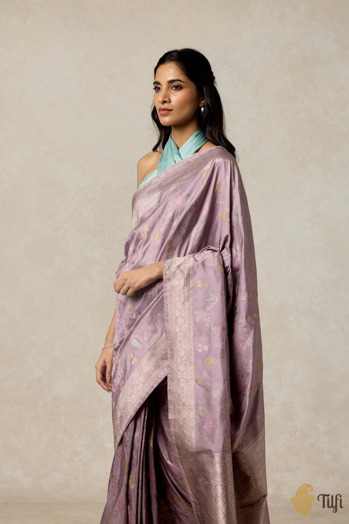 Pastel Lilac Pure Katan Silk Banarasi Handloom Saree