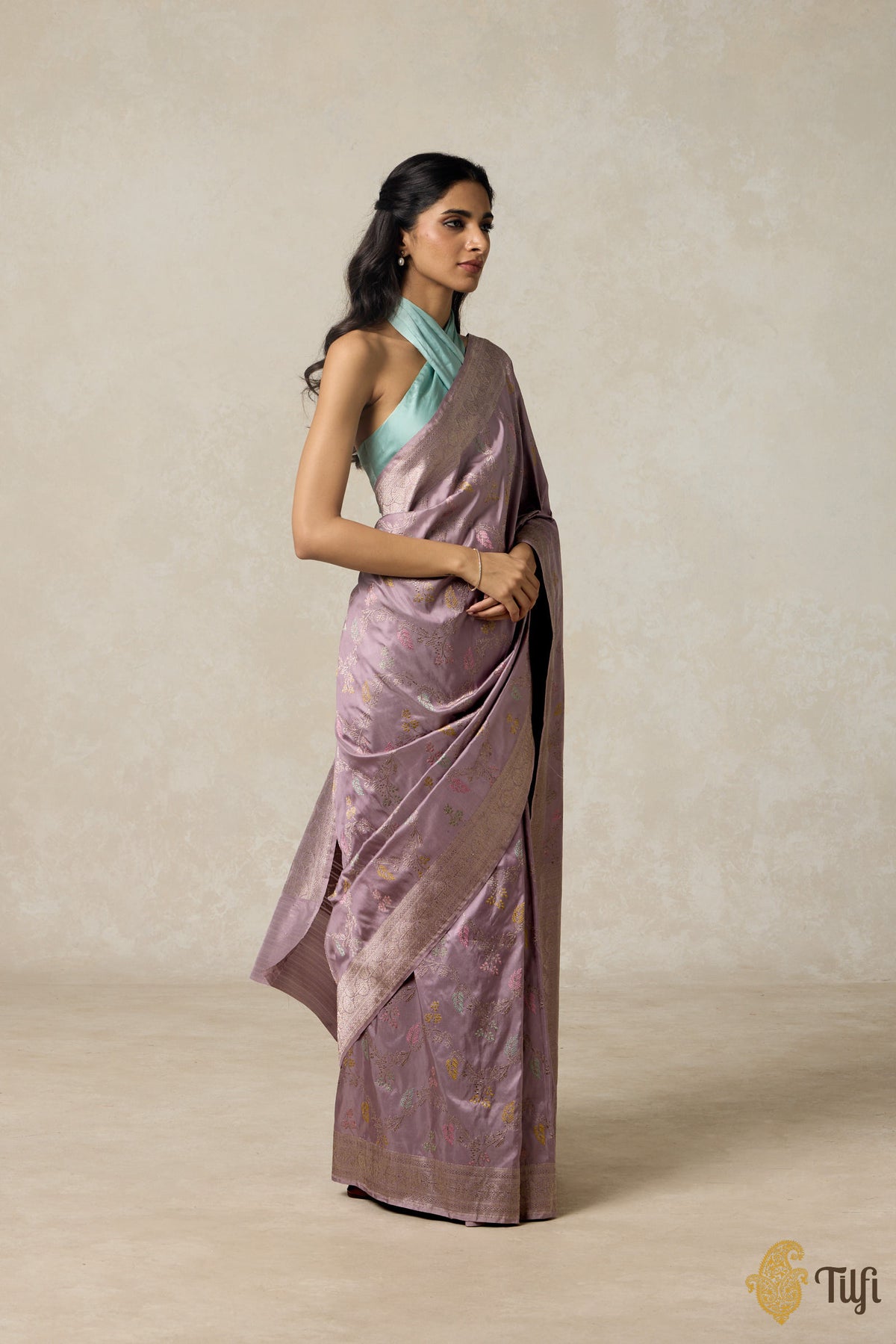 Pastel Lilac Pure Katan Silk Banarasi Handloom Saree