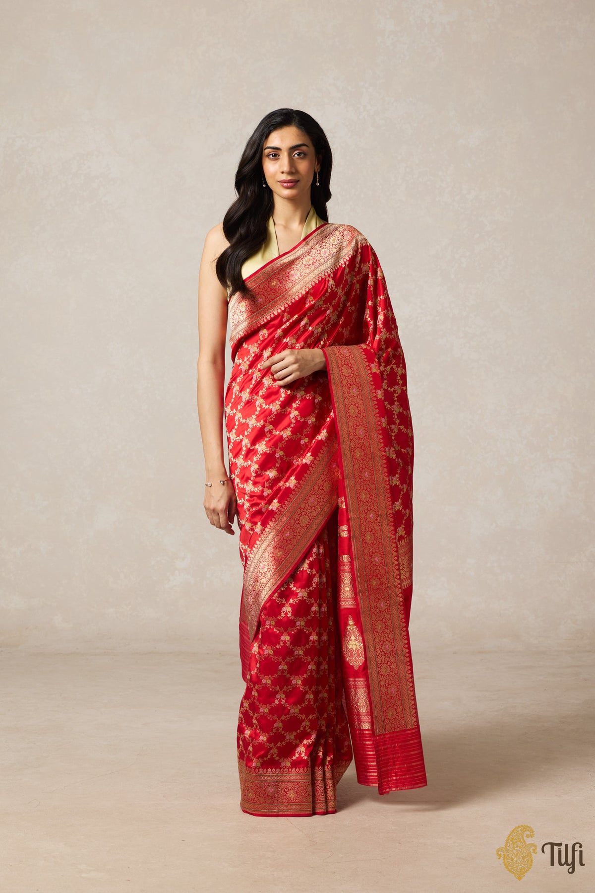 Red Pure Katan Silk Banarasi Handloom Saree