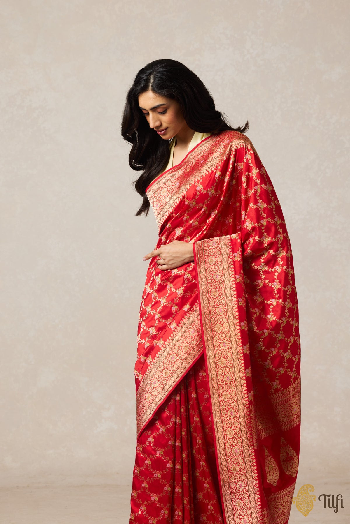 Red Pure Katan Silk Banarasi Handloom Saree