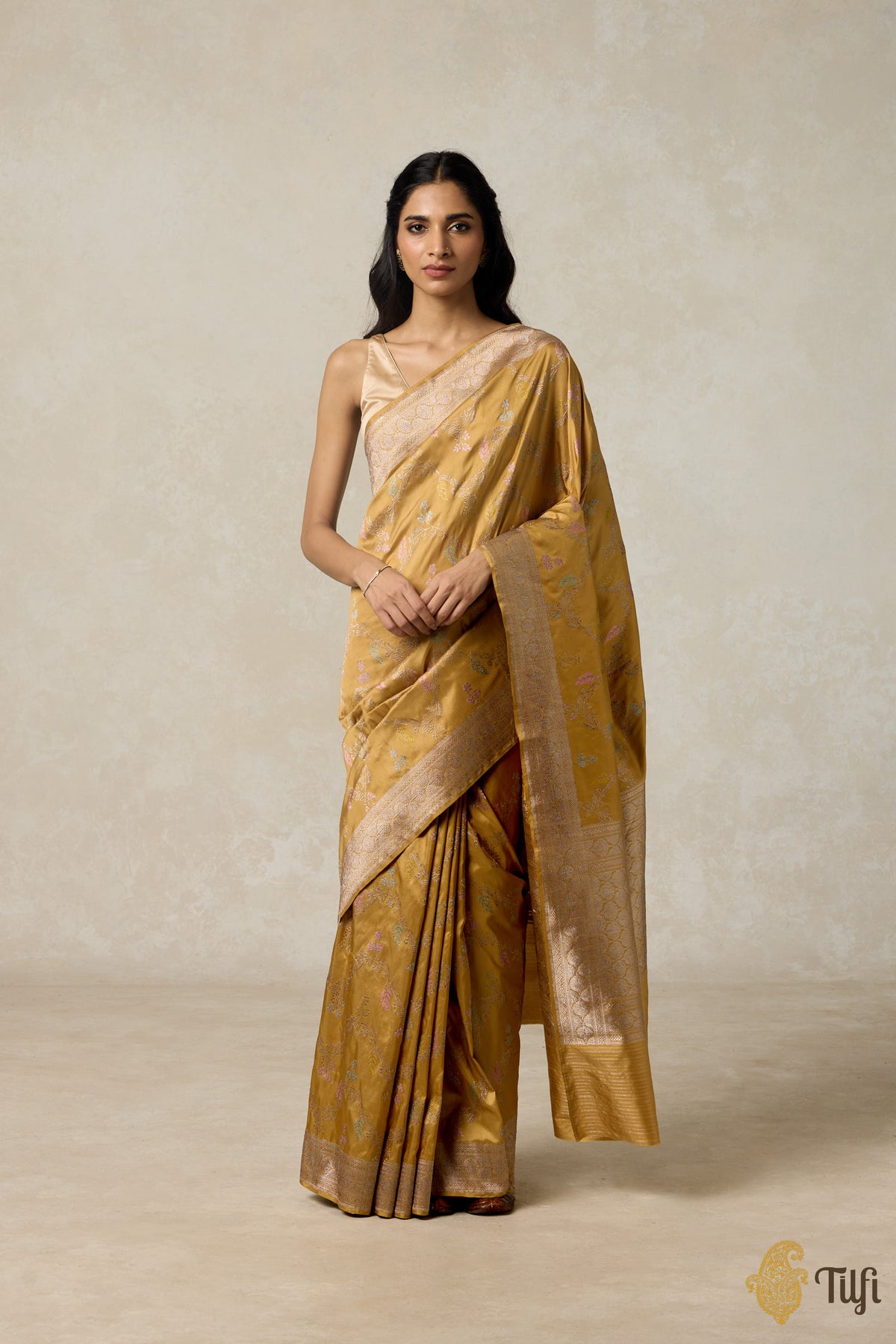 Mustard Yellow Pure Katan Silk Banarasi Handloom Saree