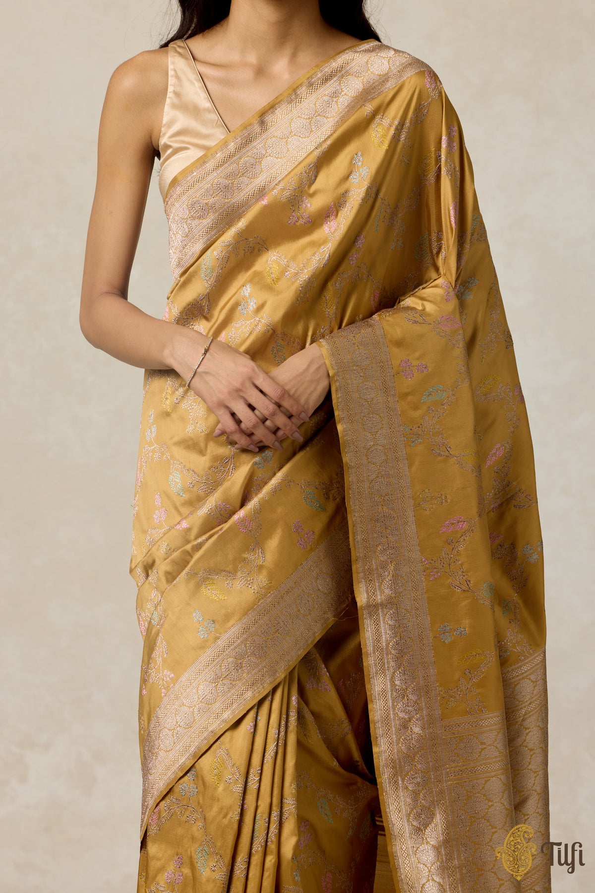 Mustard Yellow Pure Katan Silk Banarasi Handloom Saree