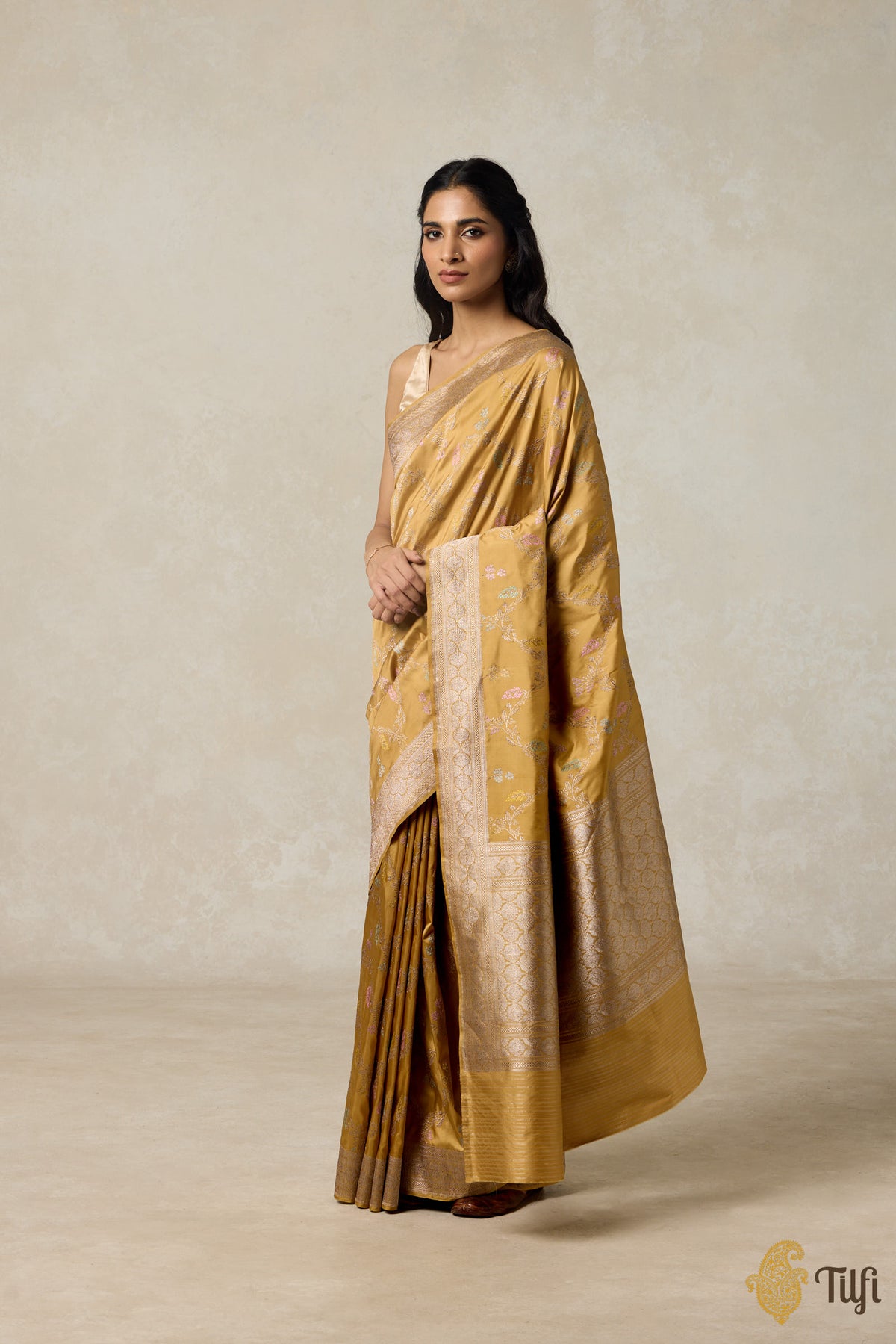 Mustard Yellow Pure Katan Silk Banarasi Handloom Saree