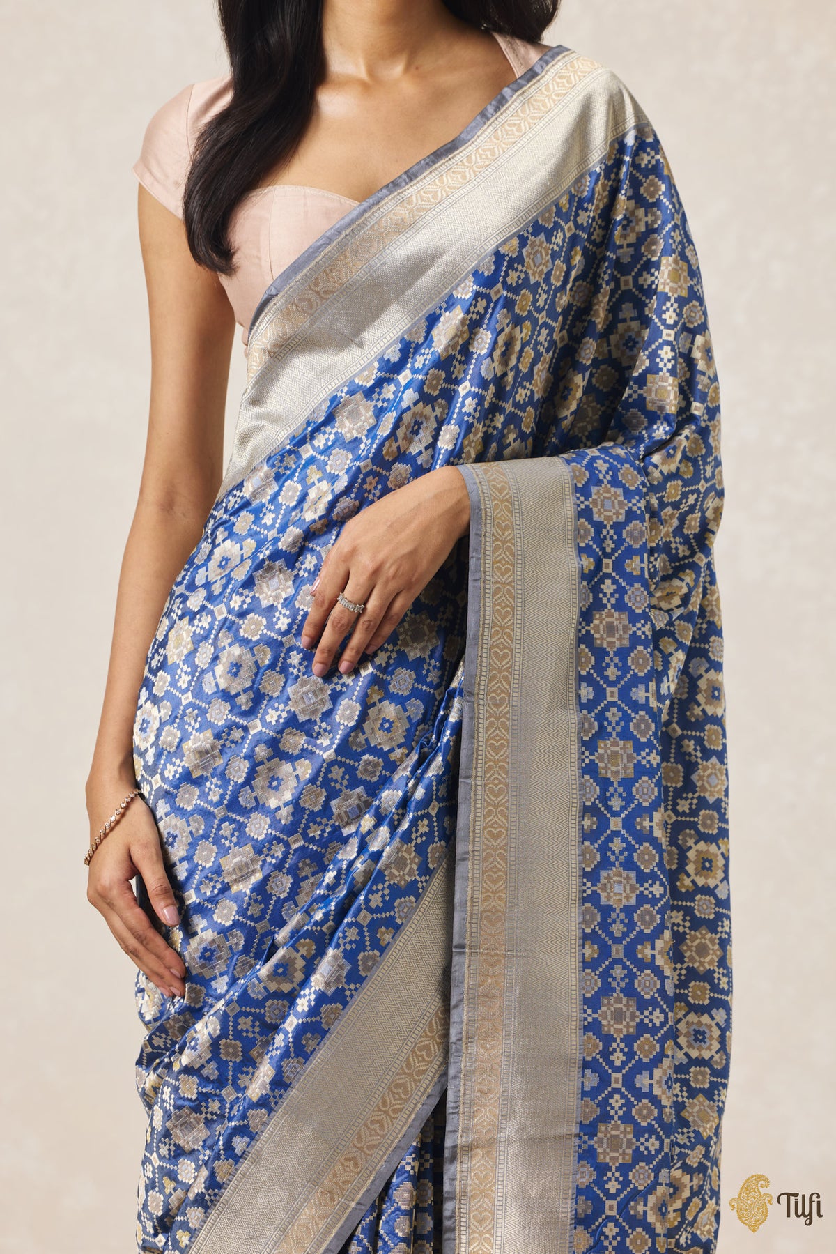 Blue Pure Katan Silk Banarasi Handloom Patola Saree
