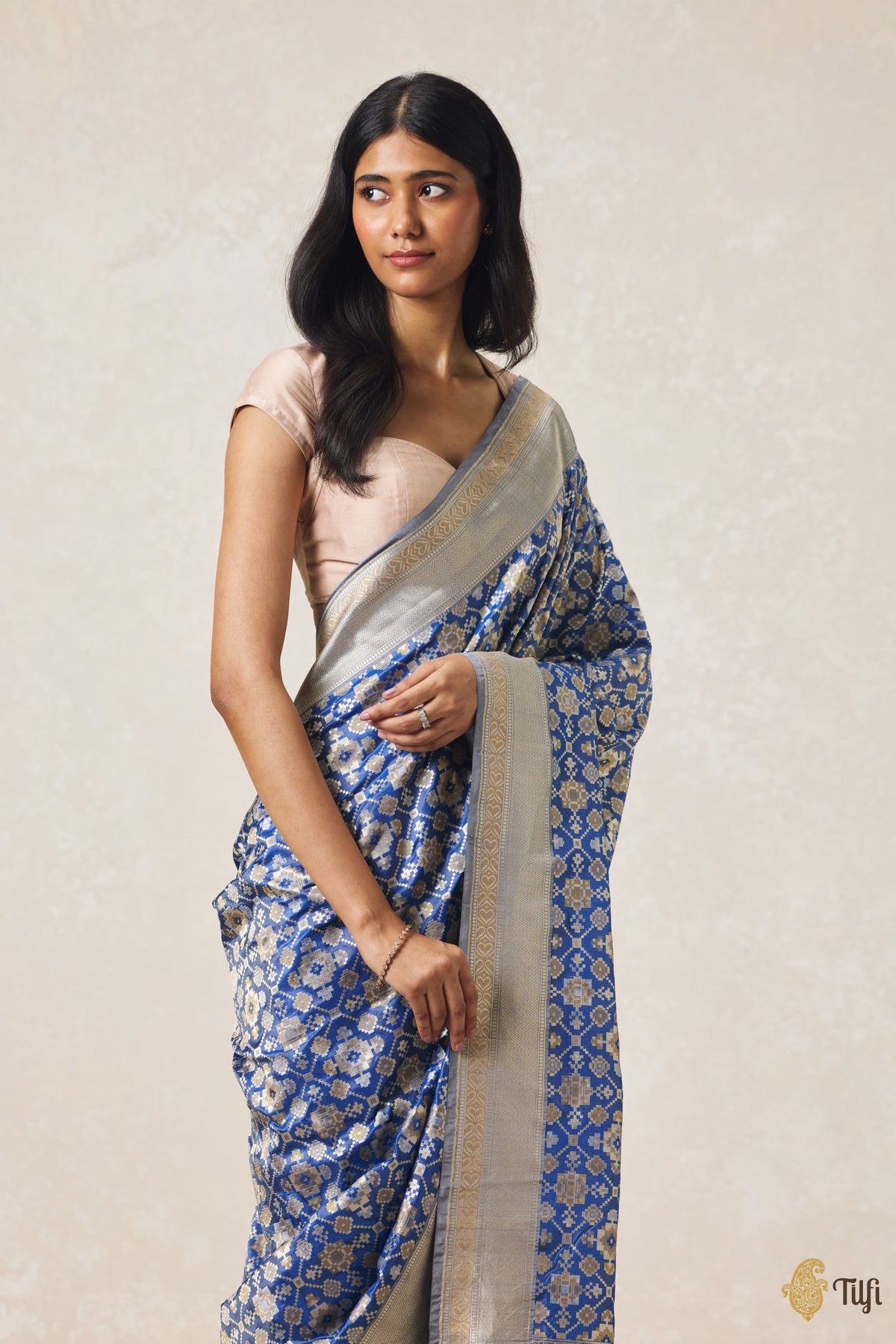 Blue Pure Katan Silk Banarasi Handloom Patola Saree