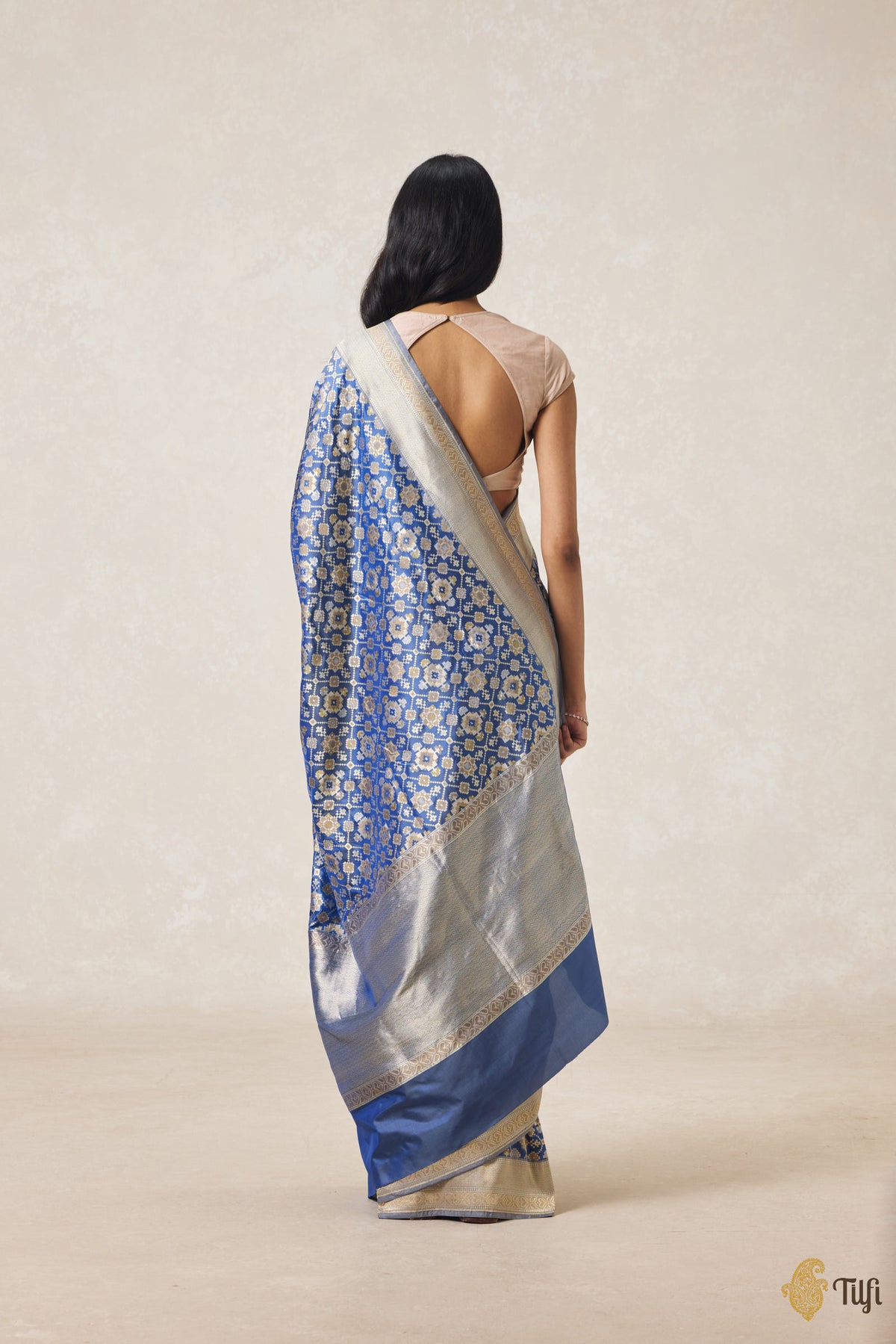 Blue Pure Katan Silk Banarasi Handloom Patola Saree