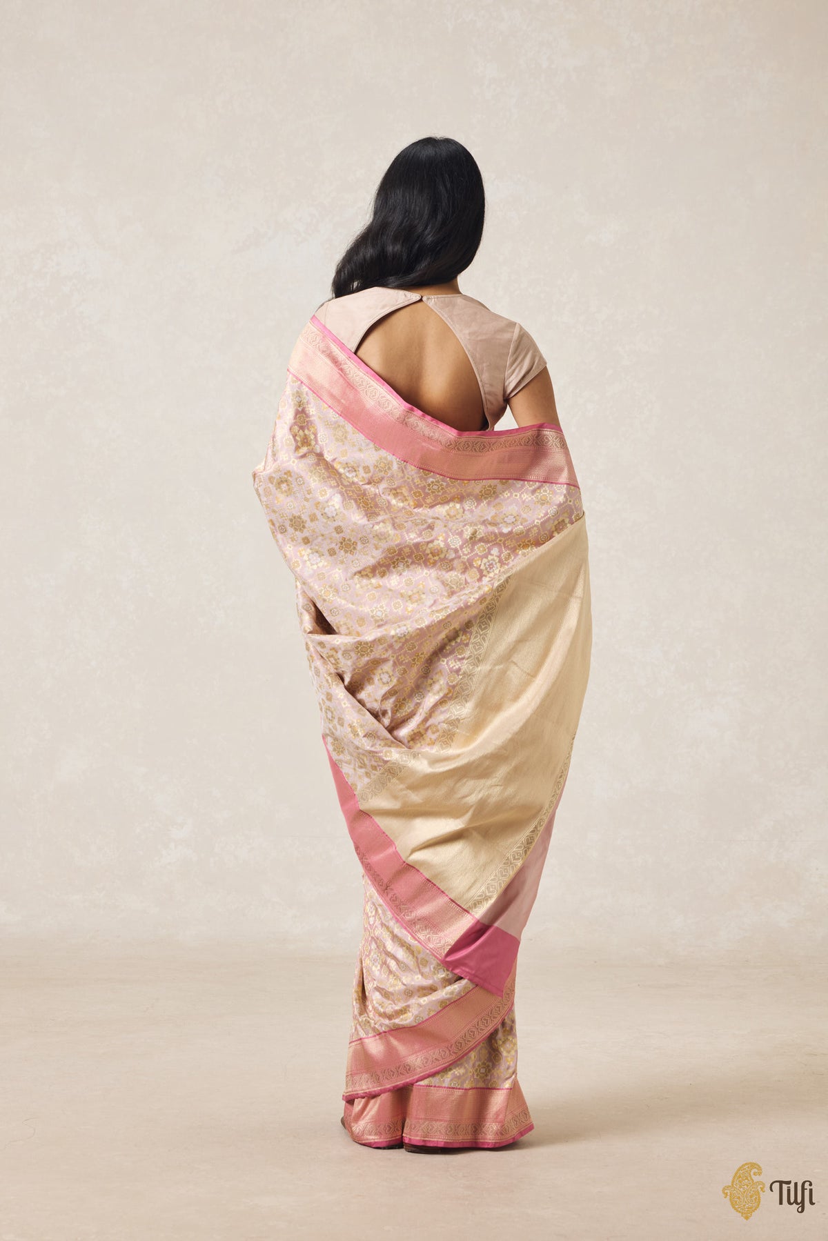 Nude Pink Pure Katan Silk Banarasi Handloom Patola Saree