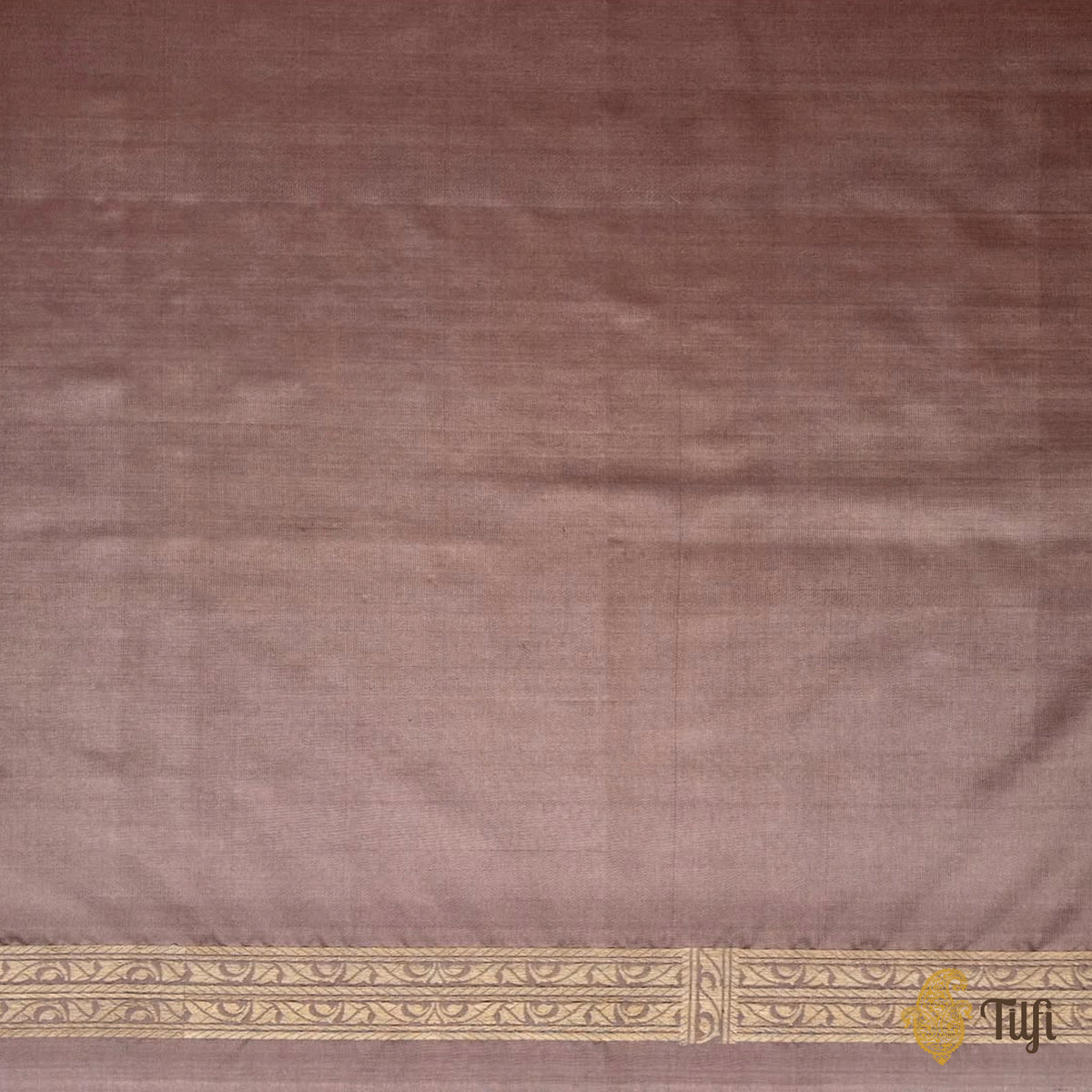'Sienna' Beige-Burgundy Pure Katan Gheecha Silk Banarasi Handloom Saree