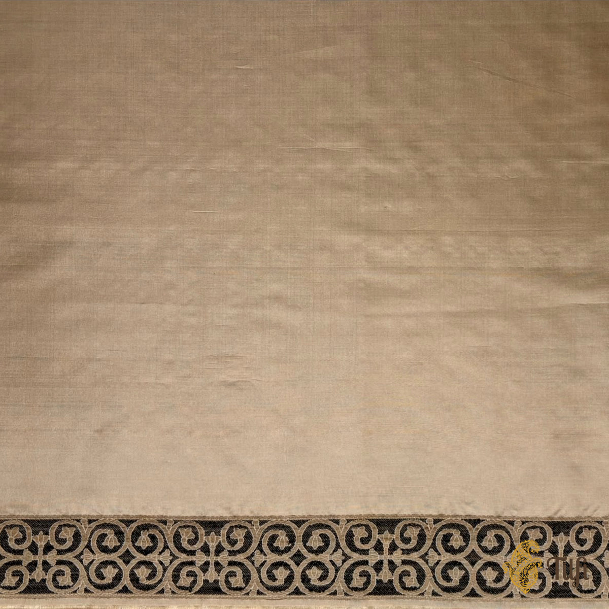 'Alba' Beige-Gold Pure Katan Gheecha Silk Banarasi Handloom Saree