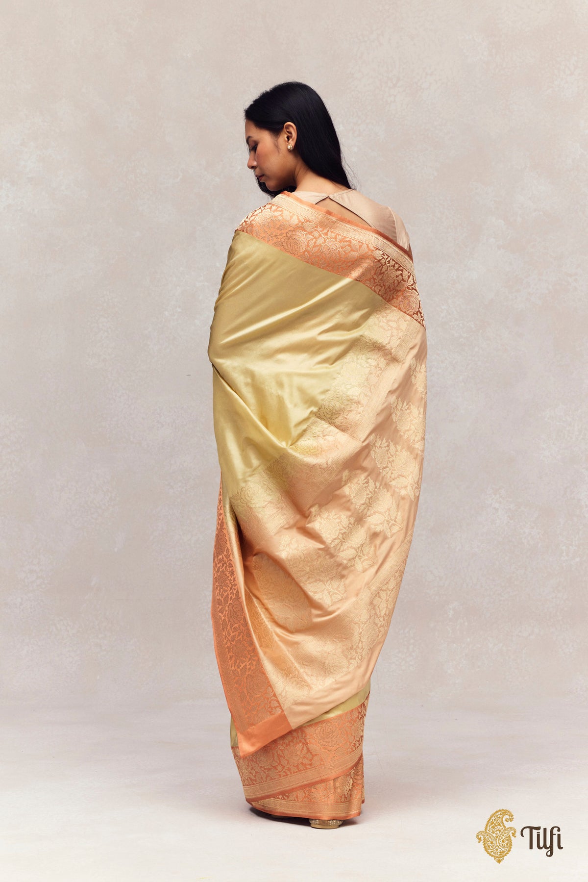Sage Green Pure Katan Silk Banarasi Handloom Saree