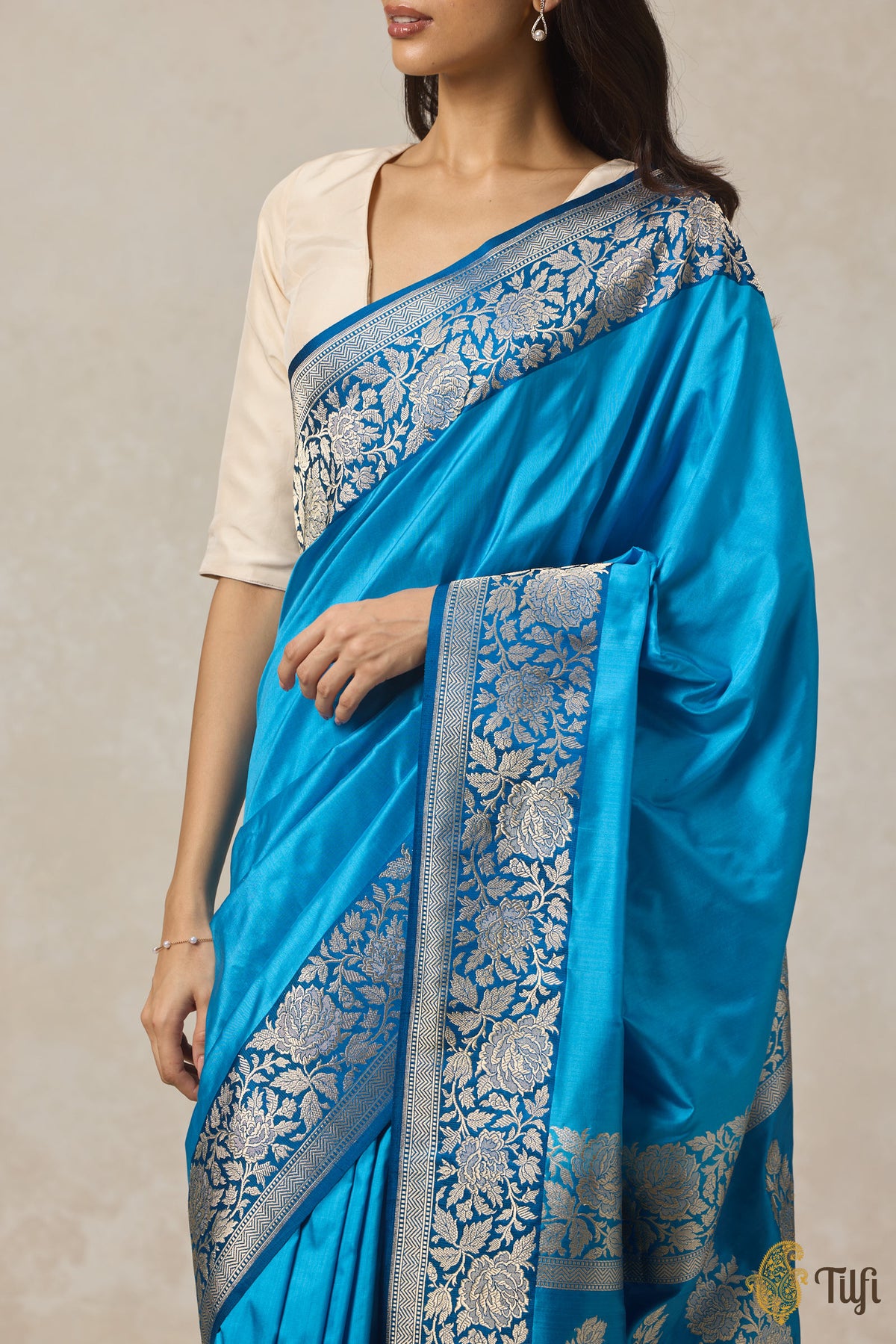 Pre-Order: Blue Pure Katan Silk Banarasi Handloom Saree