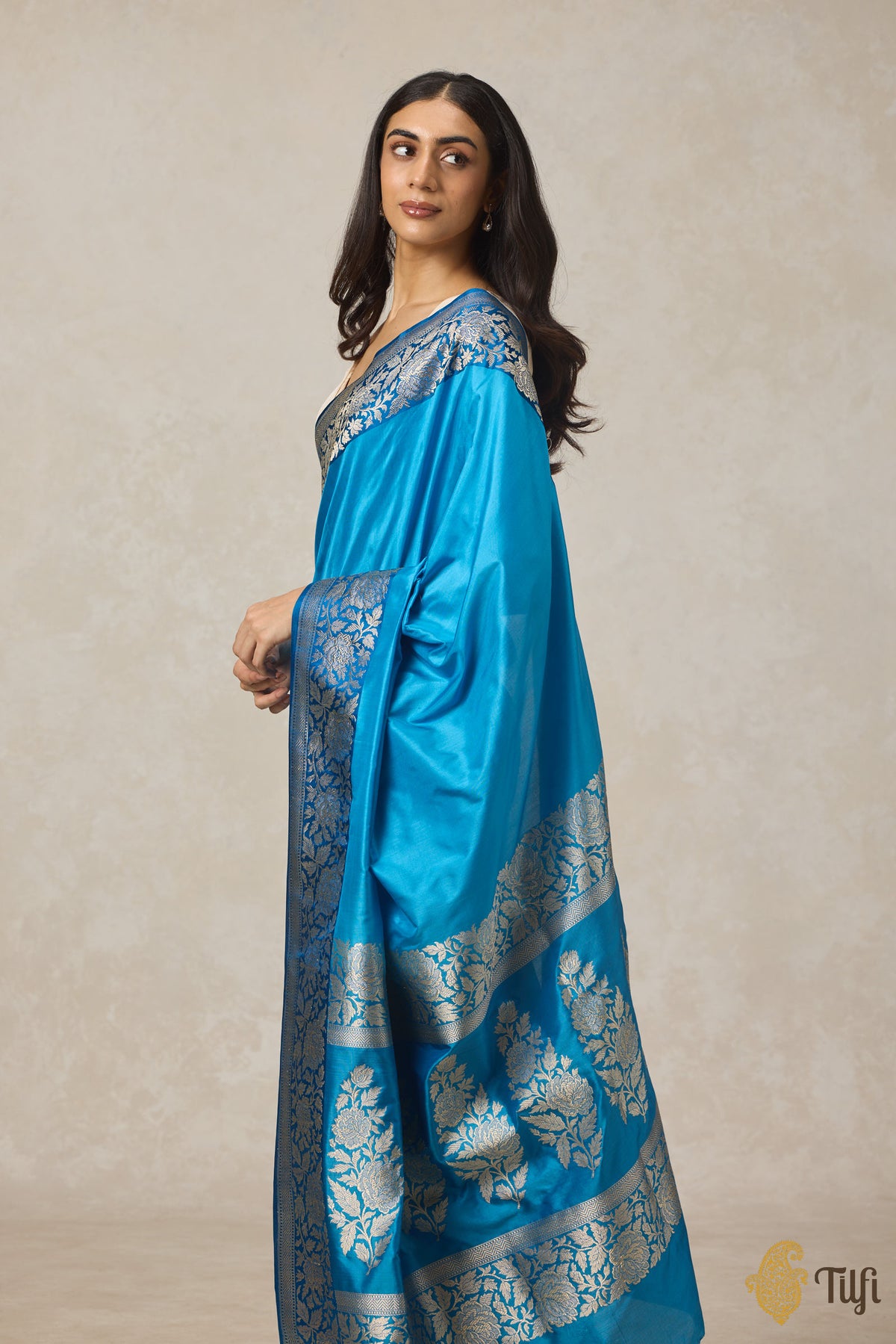 Pre-Order: Blue Pure Katan Silk Banarasi Handloom Saree