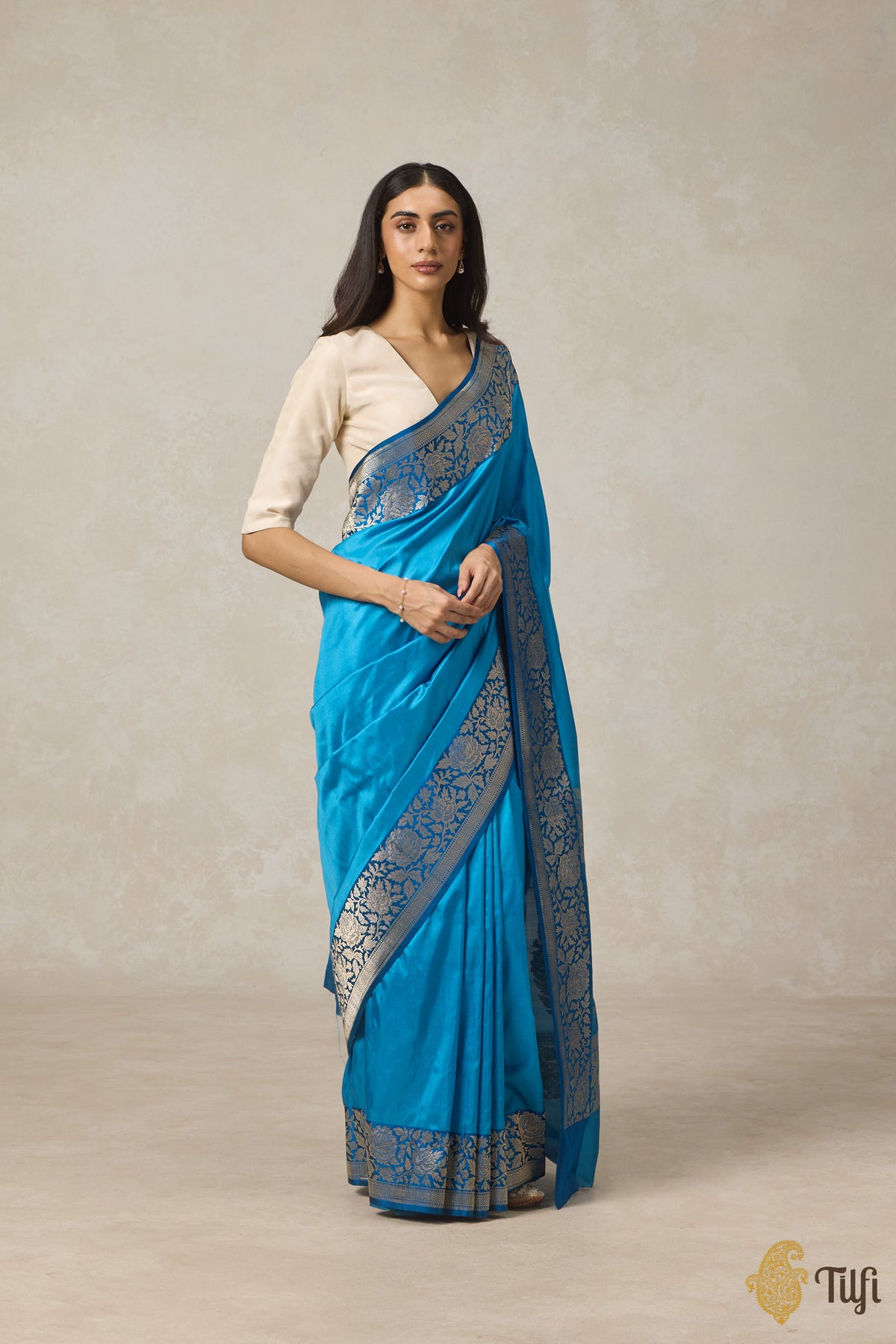 Pre-Order: Blue Pure Katan Silk Banarasi Handloom Saree