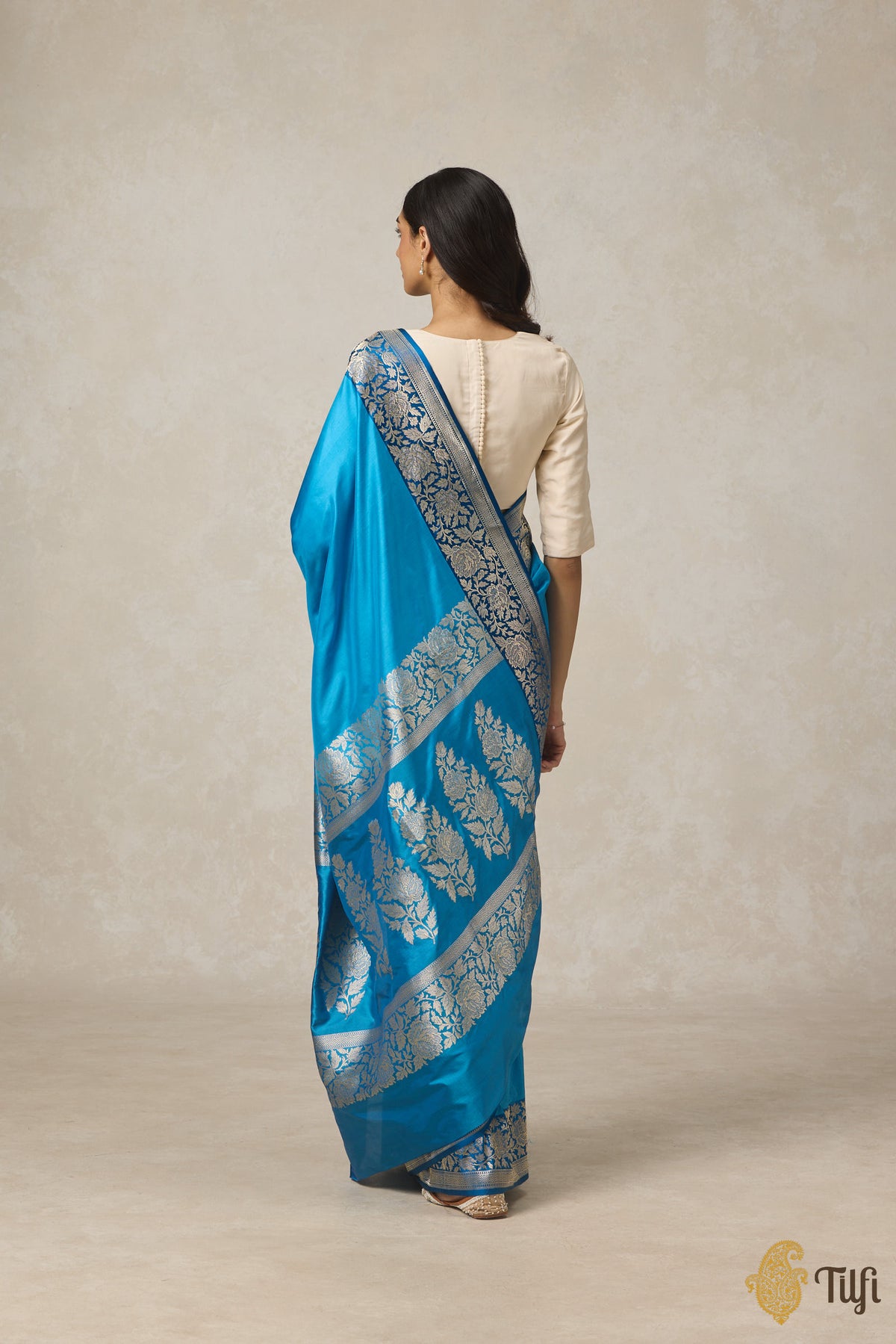 Pre-Order: Blue Pure Katan Silk Banarasi Handloom Saree