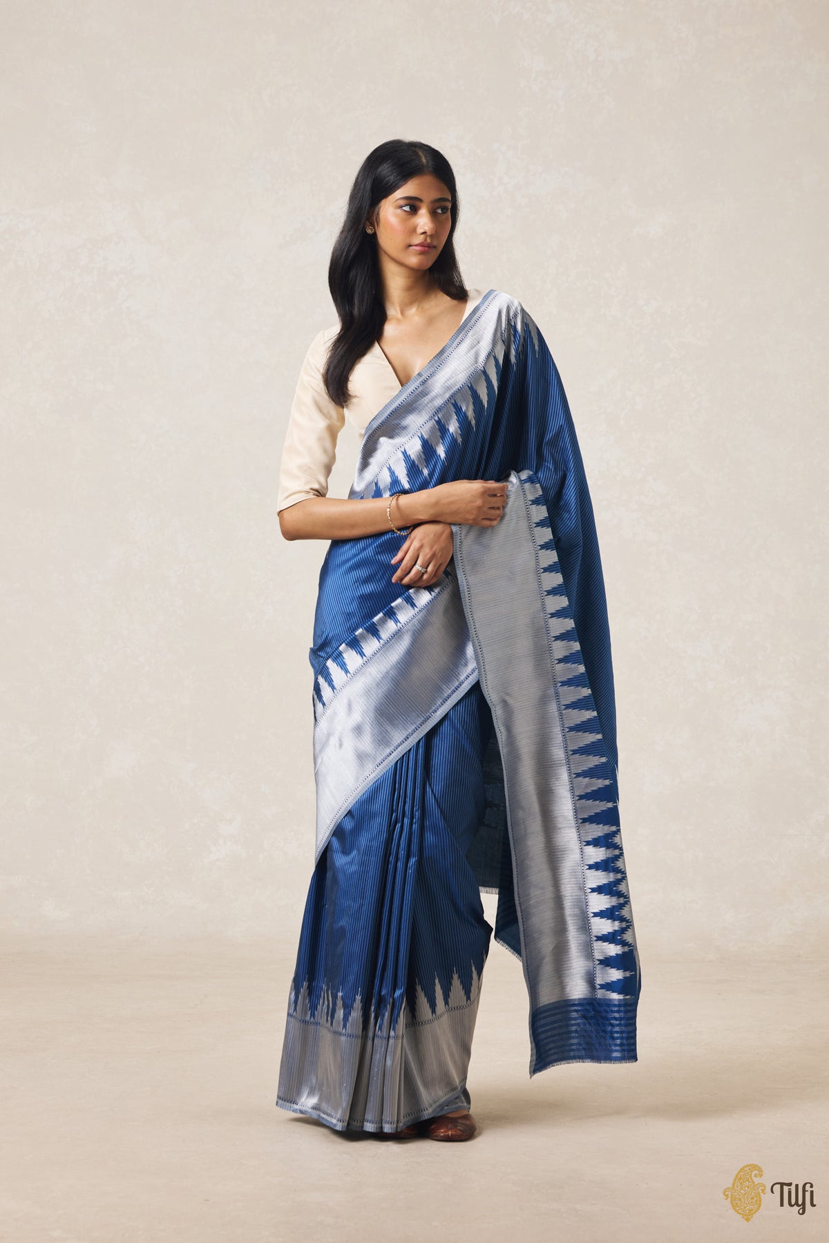 Navy Blue Pure Katan Silk Banarasi Handloom Saree