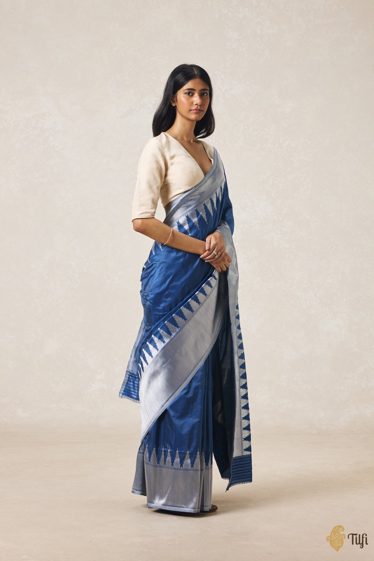 Navy Blue Pure Katan Silk Banarasi Handloom Saree