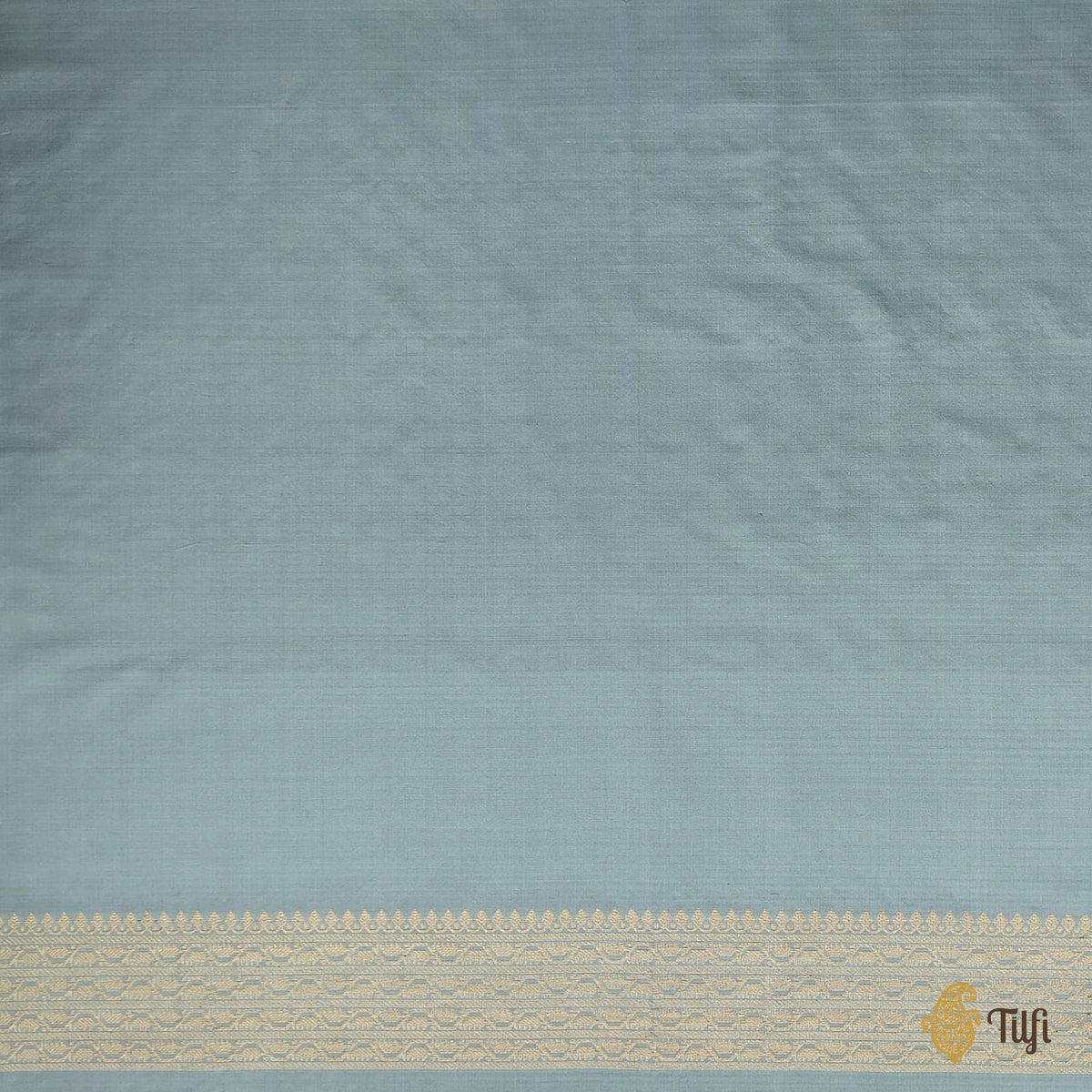 Dusty Blue Pure Katan Silk Banarasi Handloom Saree
