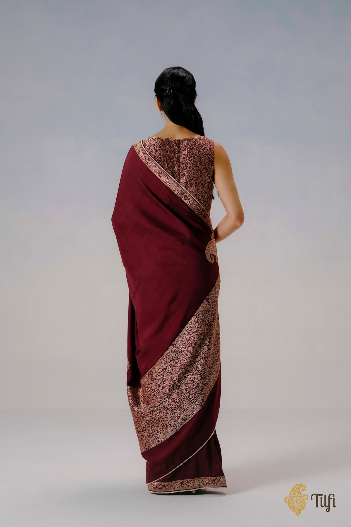 'Abha' Brown Pure Katan Silk Banarasi Handloom Saree