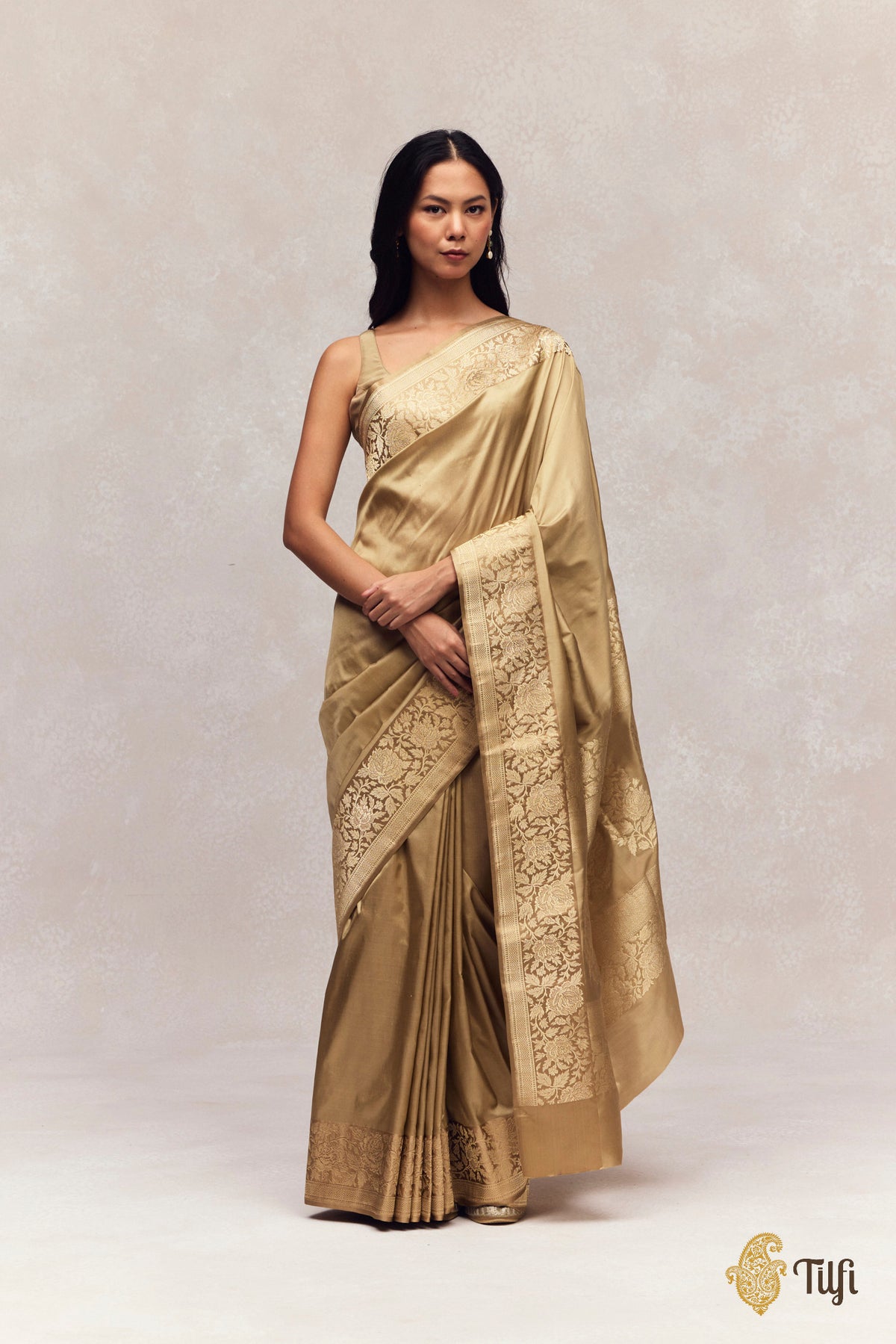 Dusty Sage Pure Katan Silk Banarasi Handloom Saree