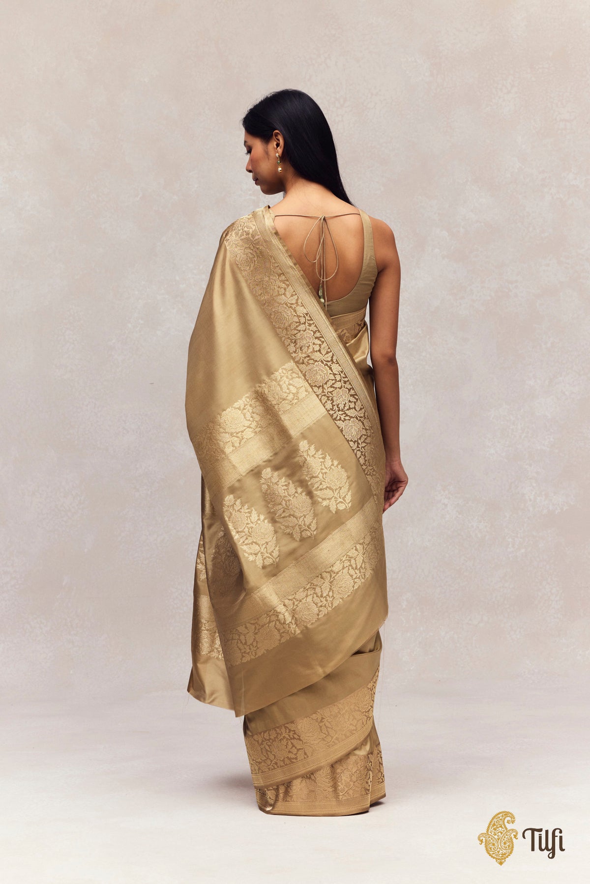 Dusty Sage Pure Katan Silk Banarasi Handloom Saree