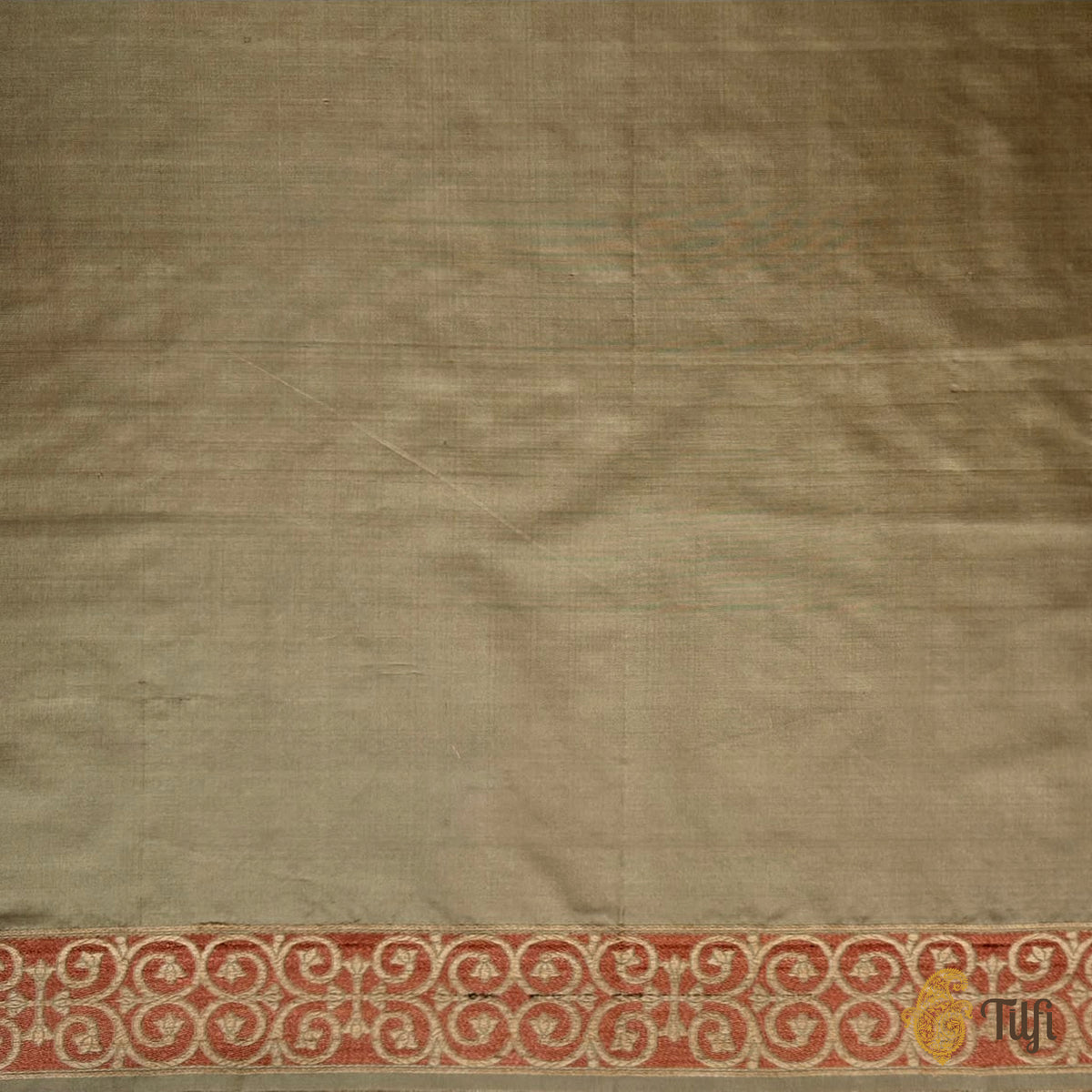 'Alba' Olive Green Pure Katan Gheecha Silk Banarasi Handloom Saree